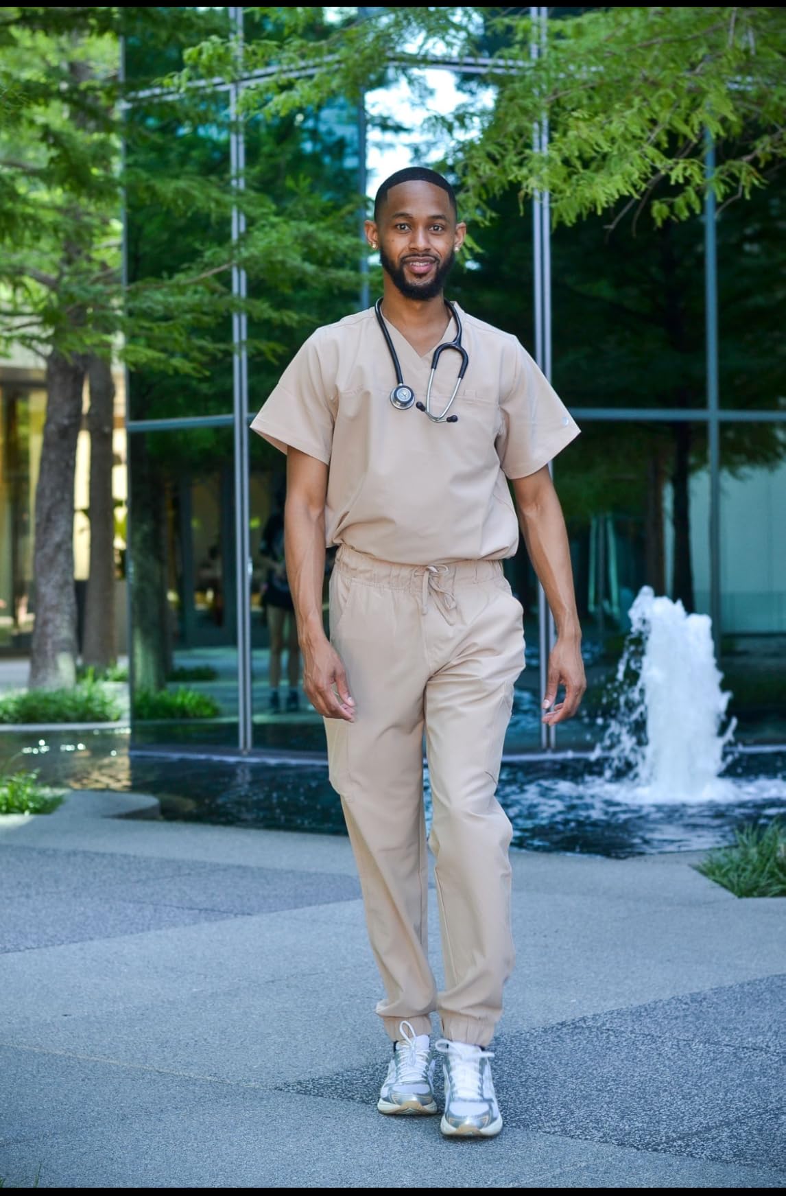 Medichic Men's Workwear Stretch V-Neck Scrub Joggers Set with Seven-Pocket Pants, Available in 6+ Colors customer photo 2