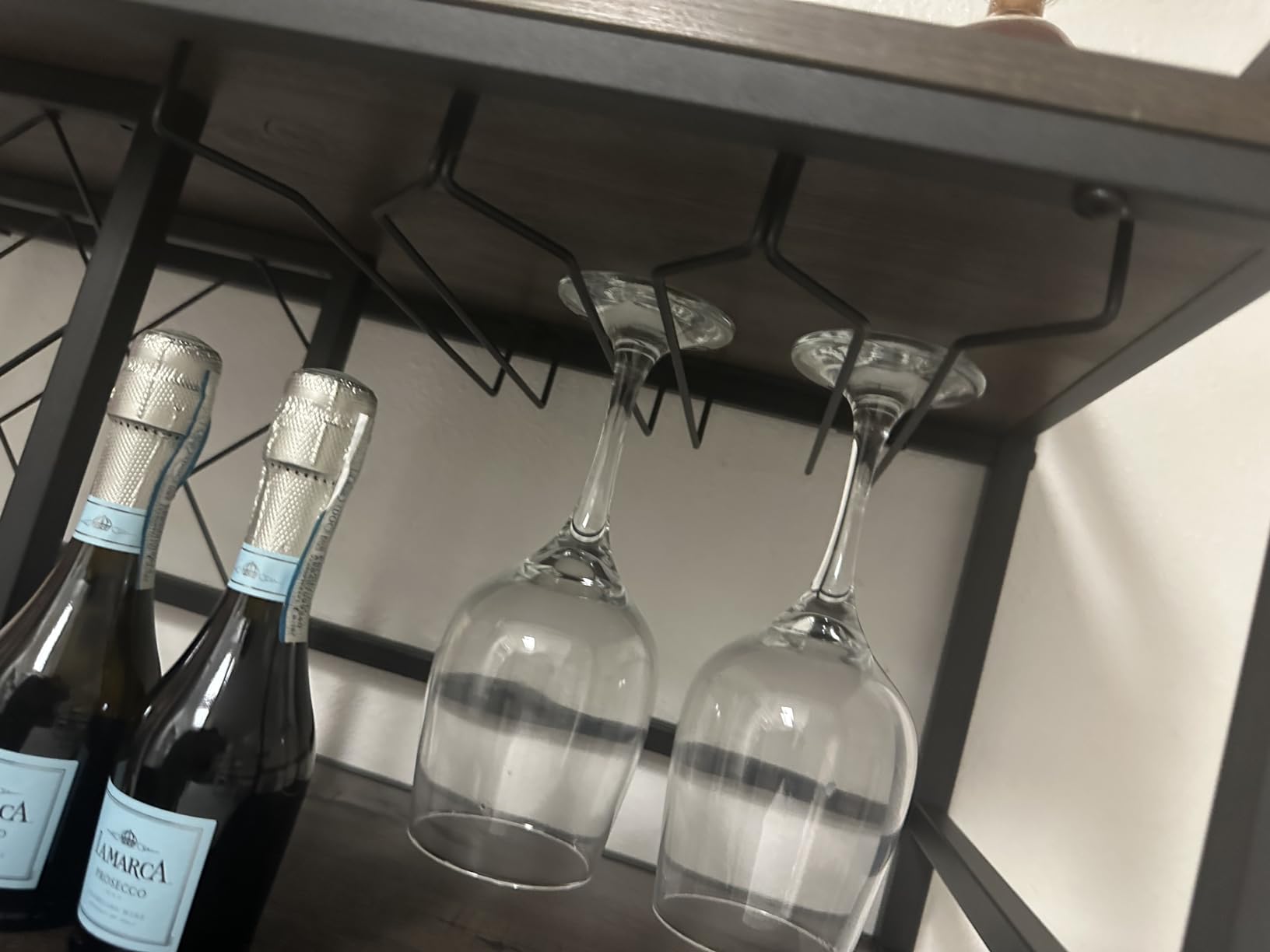 FATORRI Bar Cart for The Home with Wine Rack and Glasses Holder, Small Home Bar Serving Cart on Wheels for Liquor and Alcohol (Walnut Brown) customer photo 2