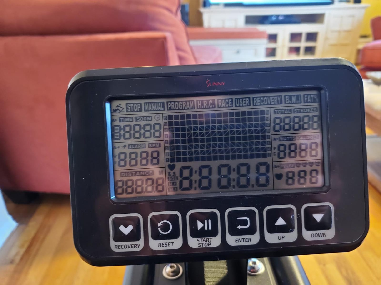 Sunny Health & Fitness Premium Water Rower w/Intensive Dynamic Real-Time Resistance, 300 LB Capacity Flip-able Rowing Machine for Home Training, Optional Free SunnyFit App Connection customer photo 2