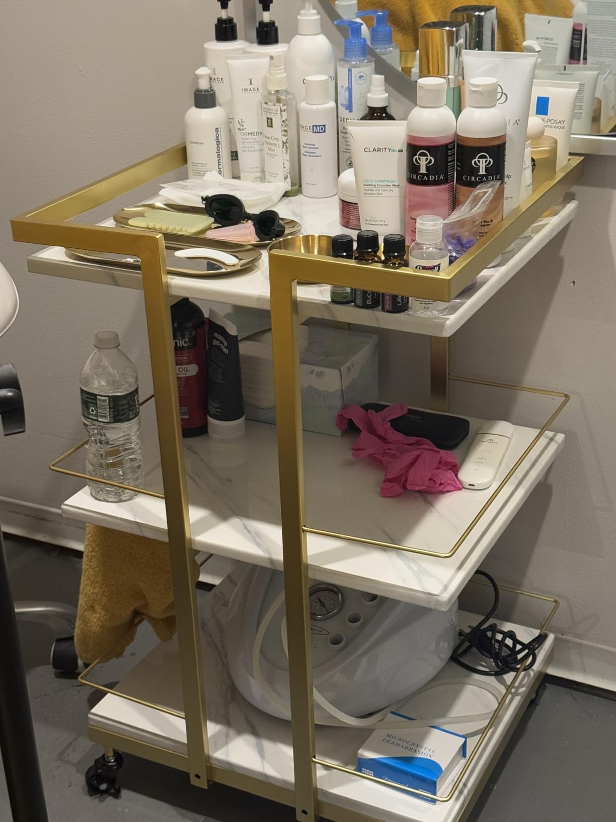 Esthetician Cart with Wheels Utility Salon Rolling Trolley, Gold Mobile Storage Organizer for Beauty Spa Cosmetology Massage, Tattoo Manicure Facial Tool Holder Station customer photo 1
