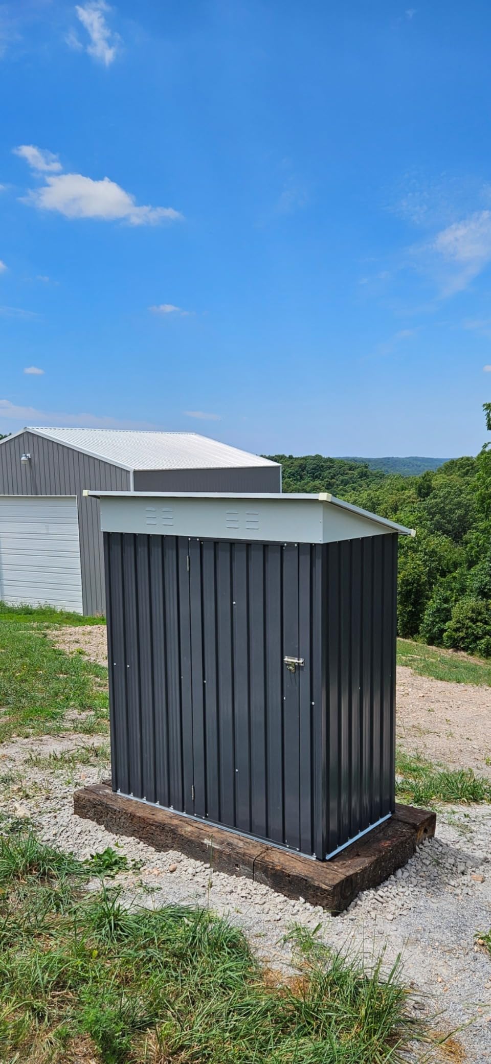 Vongrasig 5 x 3 x 6 FT Outdoor Storage Shed Clearance, Metal Garden Shed with Large Window and Lockable Door, Anti-Corrosion Waterproof Tool Shed for Backyard Patio, Lawn (Dark Gray) customer photo 2