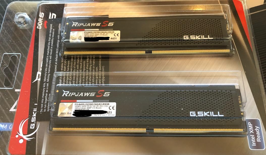 G.SKILL Ripjaws S5 Series DDR5 RAM (Intel XMP 3.0) 32GB (2x16GB) Up to 6400MT/s CL32-39-39-102 1.40V Desktop Computer Memory U-DIMM - Matte Black (F5-6400J3239G16GX2-RS5K) customer photo 1