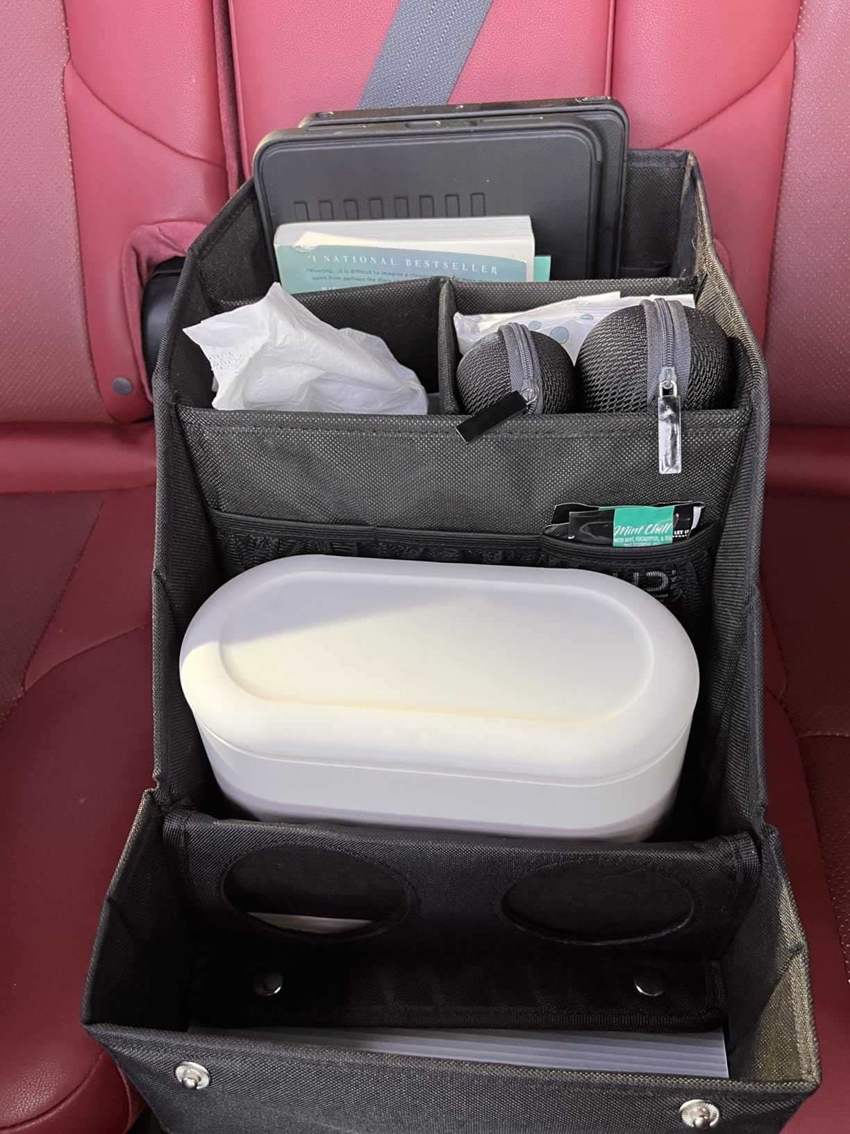 MULISOFT Car Backseat Organizer with 11 Compartments & 2 Cup Holders, Black customer photo 1