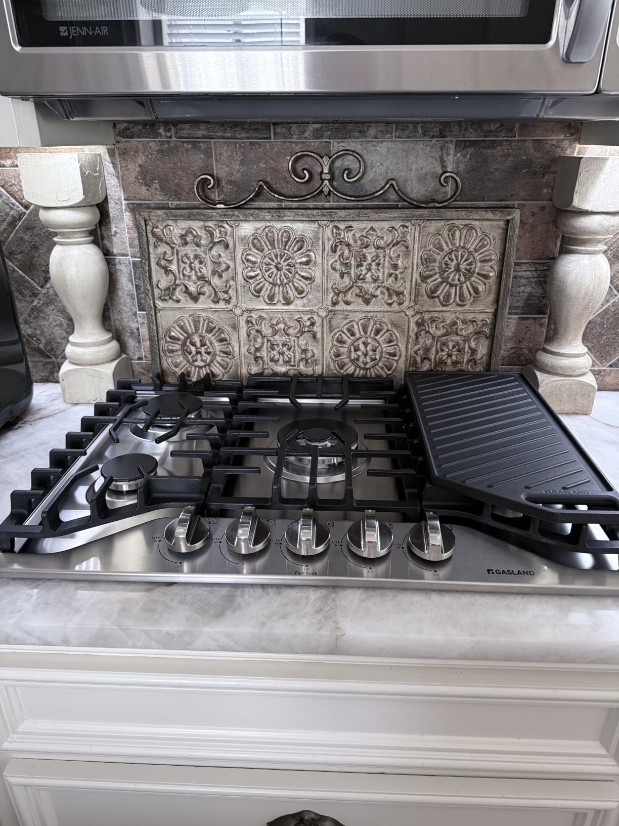 GASLAND 36 Inch Gas Cooktop, PRO GH3365SF 5 Burner Gas Stovetop with Reversible Cast Iron Grill/Griddle, Plug-in, NG/LPG Convertible Cooktops, Stainless Steel customer photo 2