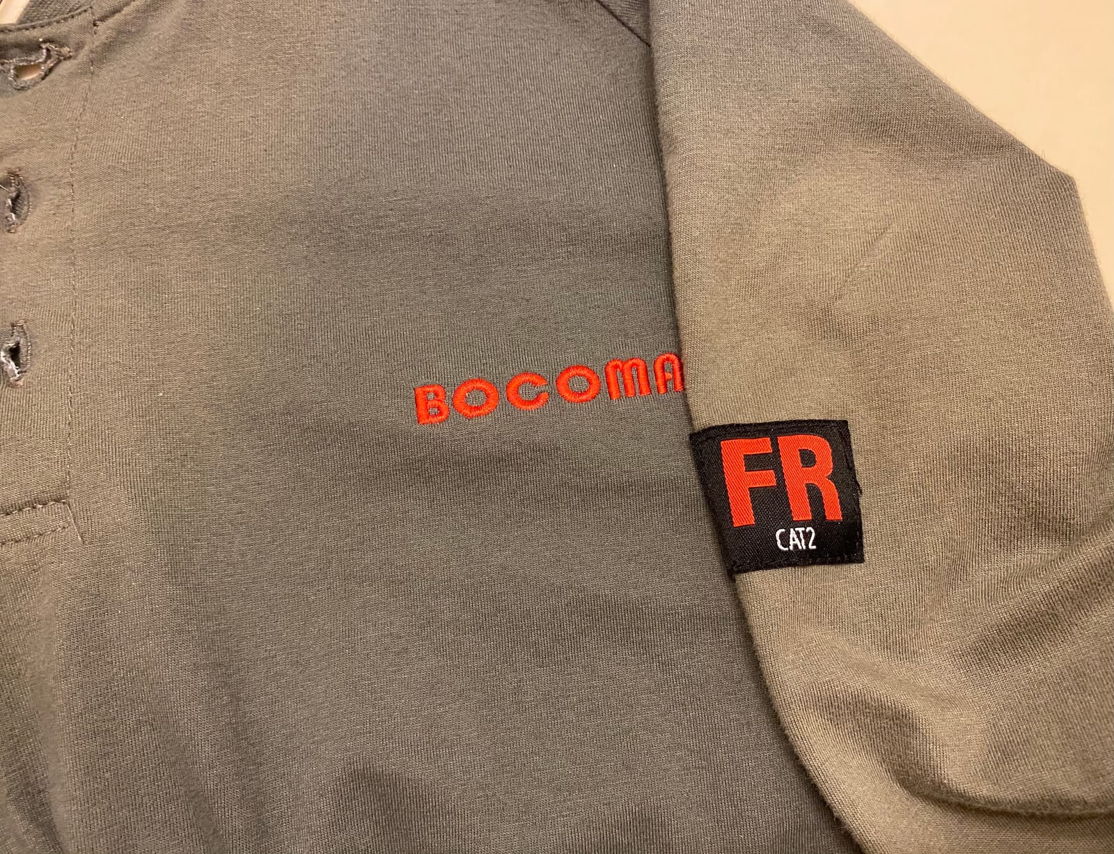 BOCOMAL FR Shirts Long Sleeve Henley 5.5oz Lightweight Flame Resistant CAT2 customer photo 2