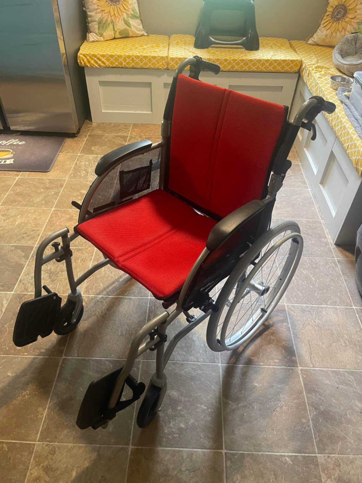 FeatherMobility - Red Lightweight Folding Wheelchair - 13.5 lbs, 18