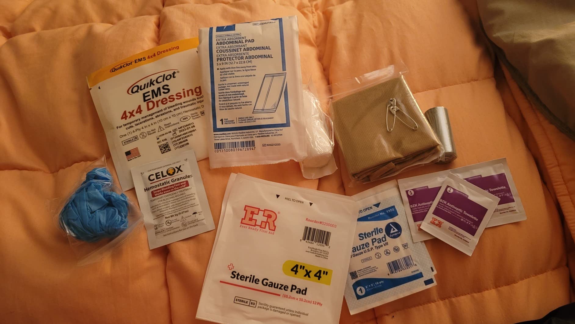 Bleeding Control Zip Pack with QuikClot, Celox, Gauze Pads, Triangular Bandage, BZK Wipes, Nitrile Gloves, Tape – Trauma First Aid Kit for Emergency Use customer photo 2