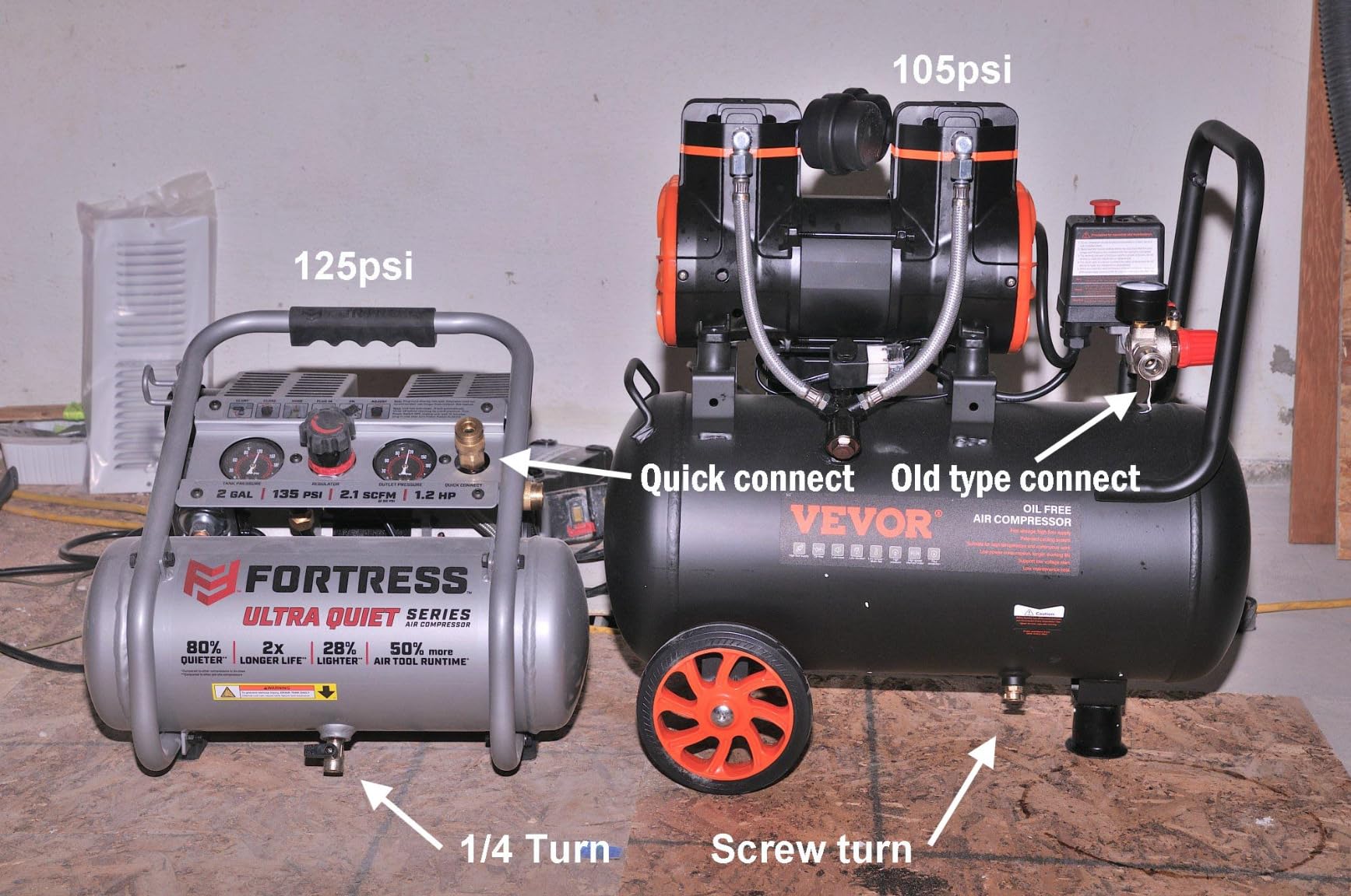 VEVOR 6.3 Gallon 2 HP Air Compressor, Max 116PSI, Oil Free Compressor Tank customer photo 2