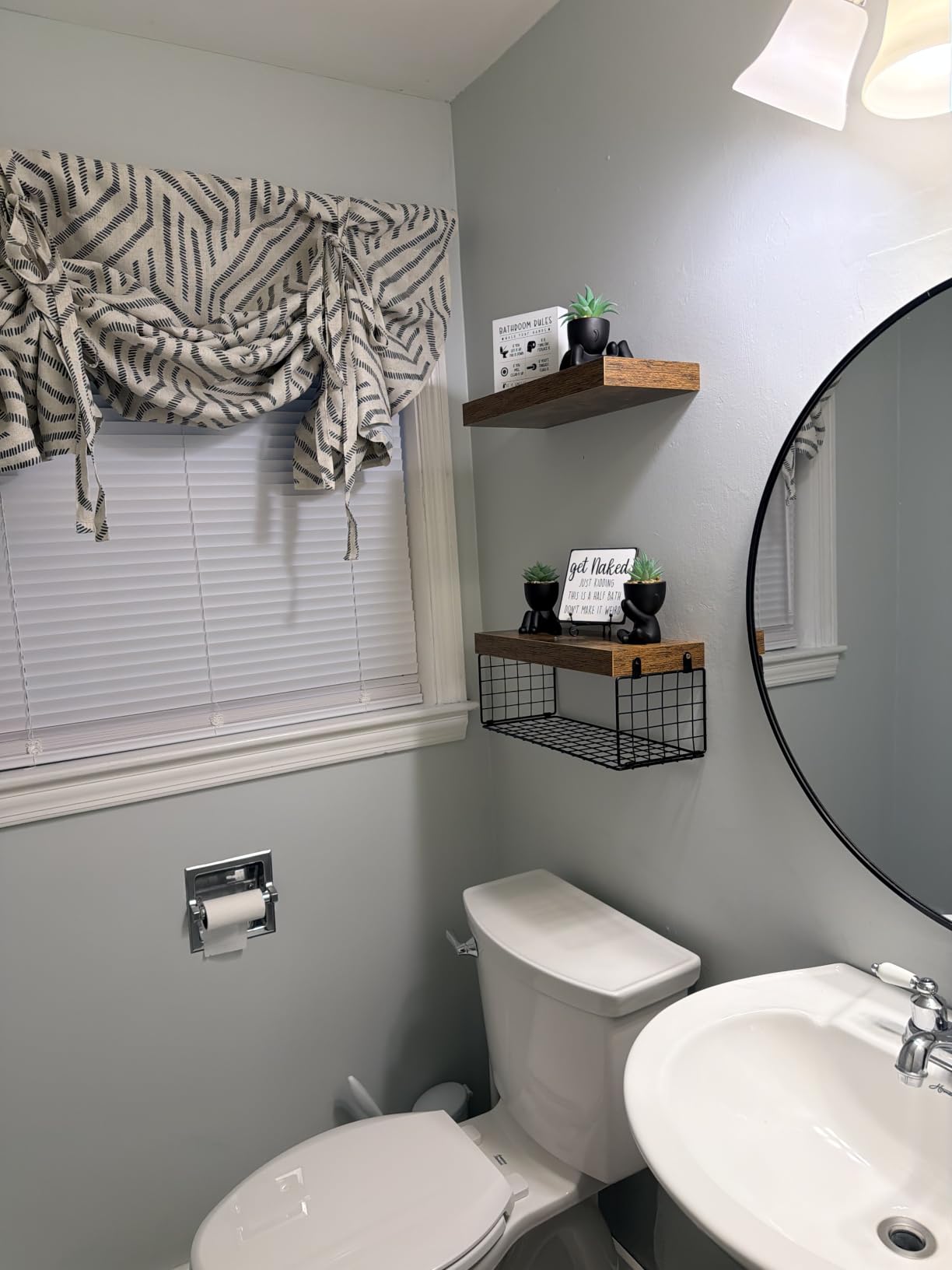 QEEIG Bathroom Shelves Over Toilet Wall Mounted (Brown, Set of 3, 15.7