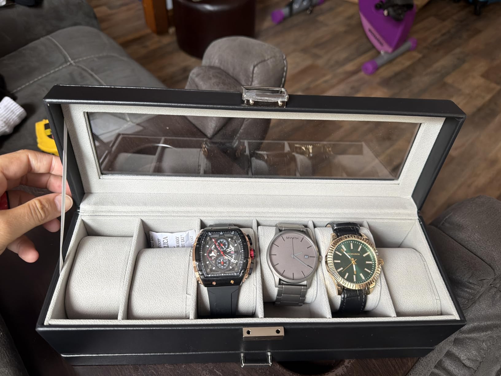 ProCase Watch Box, 6 Slot Watch Display Case with Drawer -Espresso customer photo 1