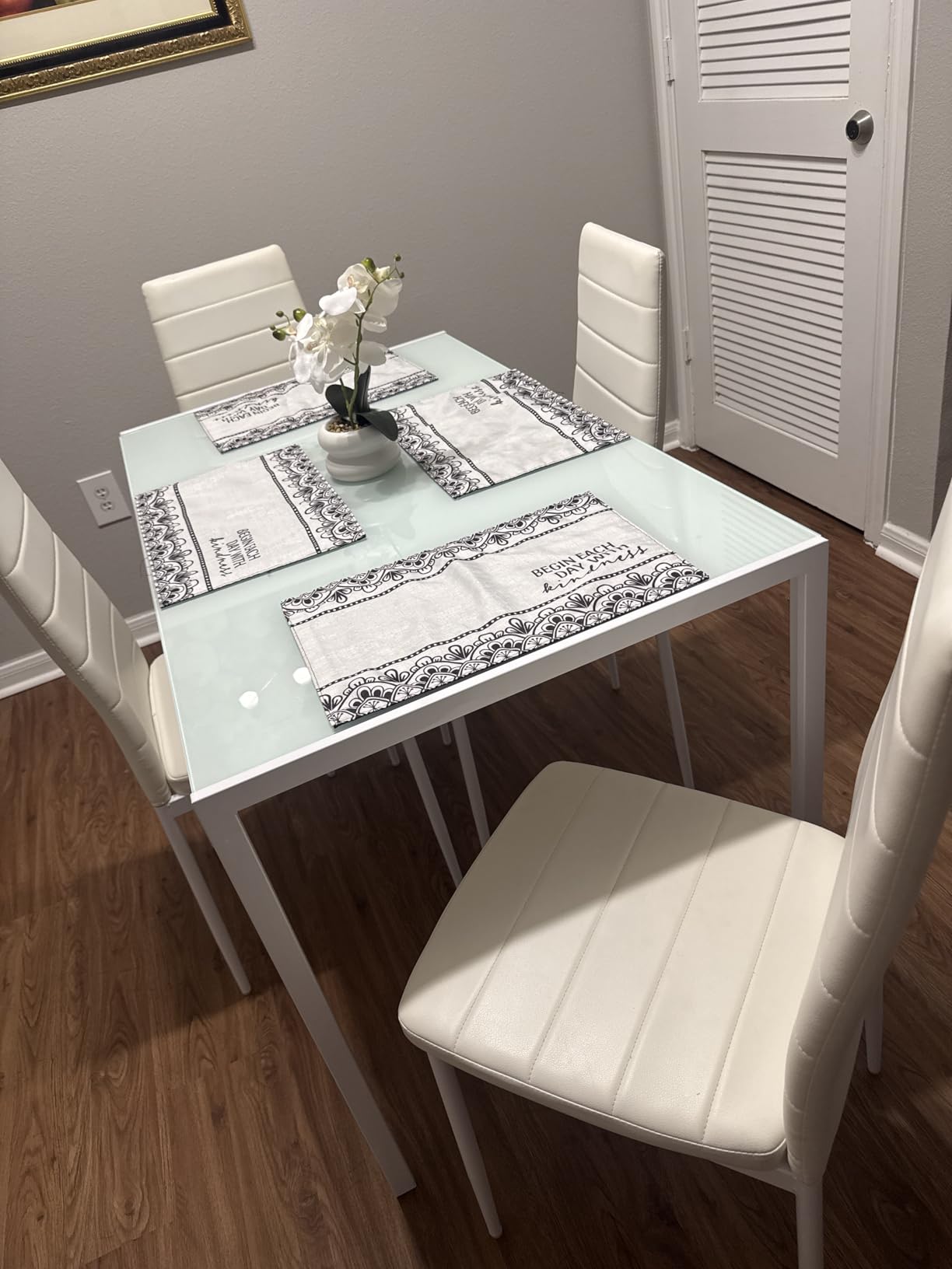 Gizoon Black 5 Piece Glass Dining Table Set, Kitchen Table and Chairs for 4 customer photo 2