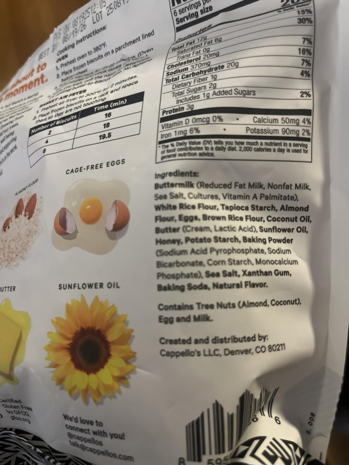 Cappello's Buttermilk Biscuits, Gluten Free, Frozen Bread 12.1oz customer photo 1