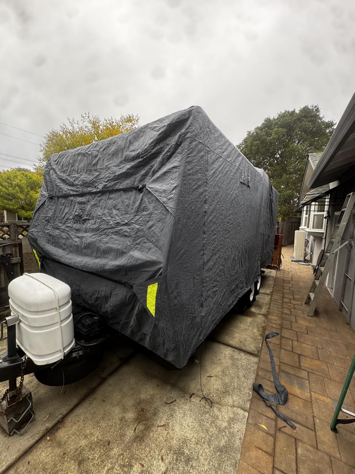 Fonzier 7 Layers Heavy Duty Class C RV Cover & 4 Tire Covers Fits 29-32FT | Class C RV Cover, Water&Windproof Anti-UV Rip-Stop Motorhome Cover with 2 Straps, 6 Gutter Covers & 4 Tire Covers customer photo 2
