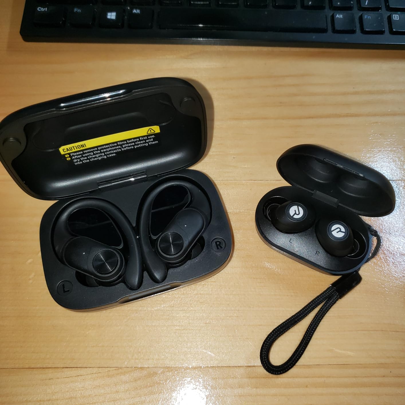 PocBuds Bluetooth Headphones Wireless Earbuds 80hrs Playtime Wireless Charging Case Digital Display Sports Ear Buds with Earhook Deep Bass IPX7 Waterproof Over-Ear Earphones for TV Phone Laptop Black customer photo 1