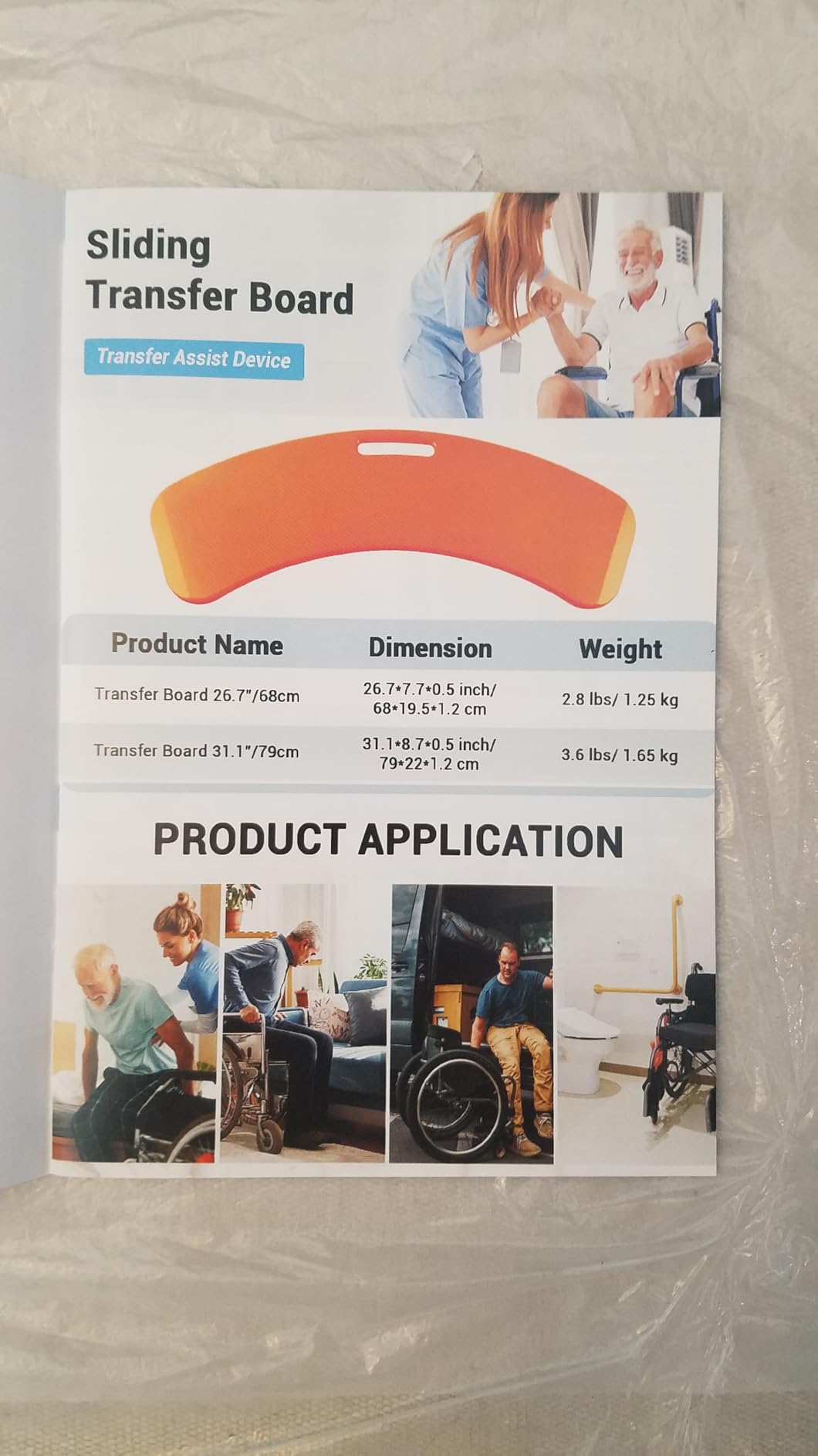 LOSCHEN Slide Transfer Board, Patient Slide Assist Device for Transferring Patient or Handica from Wheelchair to Bed, Toilet, Tub, Car - Slide Board with A Handle,Weight Capacity 320lbs customer photo 2