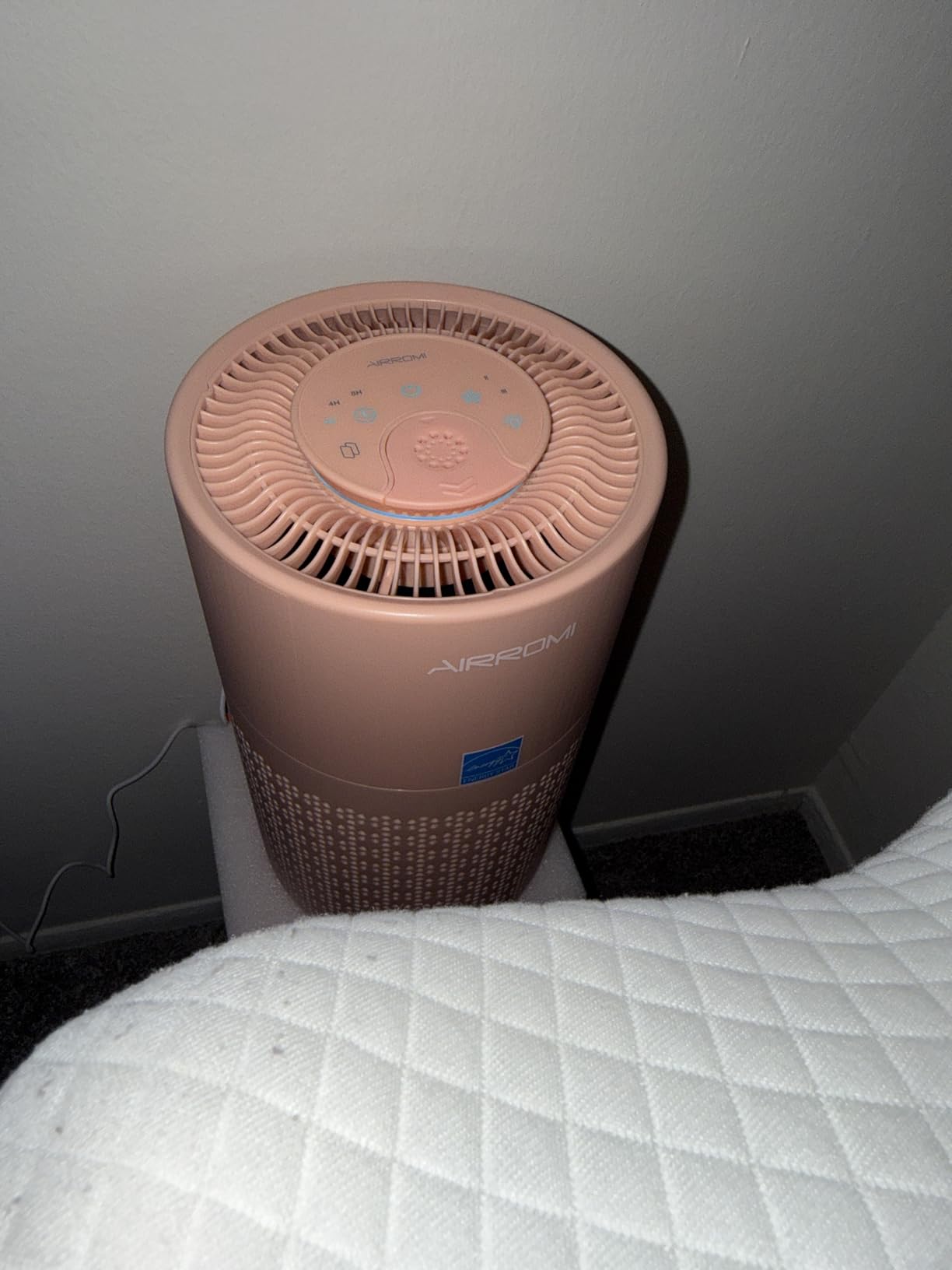 AIRROMI Air Purifier for Bedroom with HEPA 3-in-1 Filter, Pet Air Purifier for Home Cat Pee Smell, Covers Upto 990 Ft², Quiet 360° intake Air Cleaner for pet hair,allergies,Dust,Smoke A2001 White customer photo 2