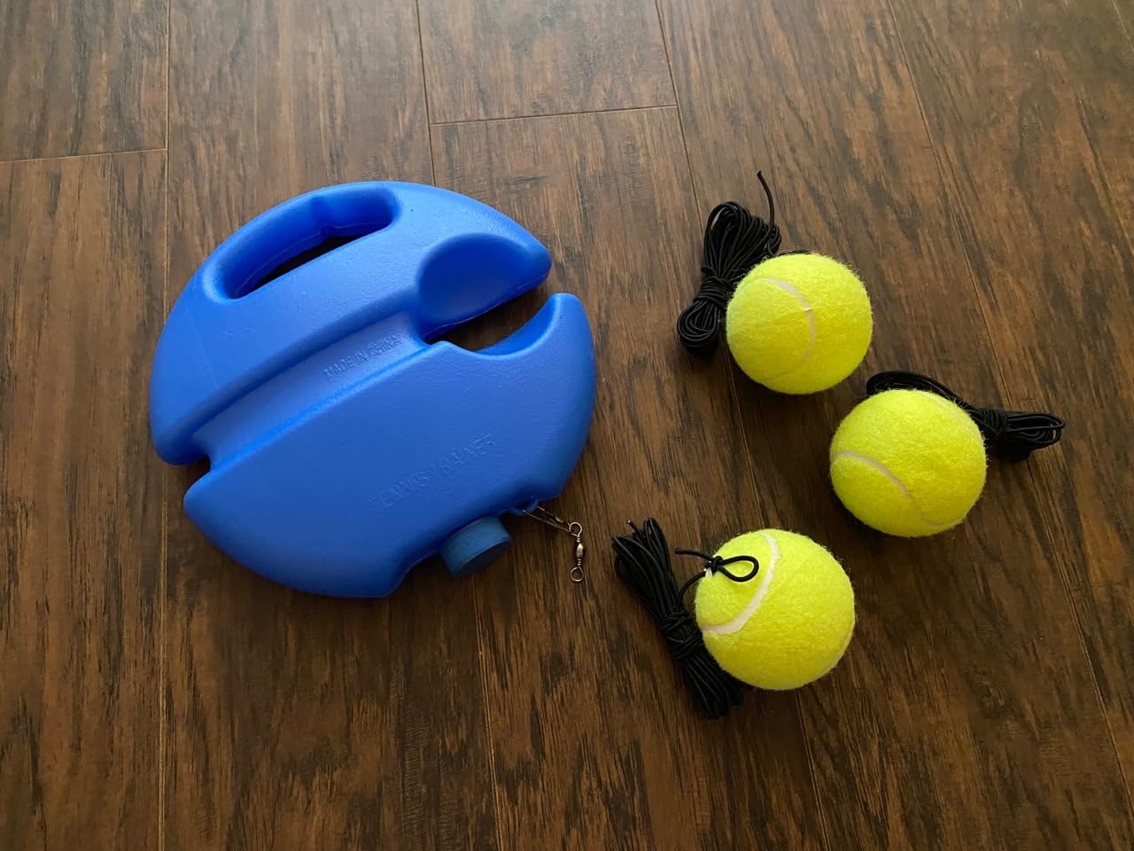 Tennis Trainer Rebound Ball with 3 String Balls, Portable Tennis Training Tool Suitable for Beginners Sport Exercise-Blue customer photo 1