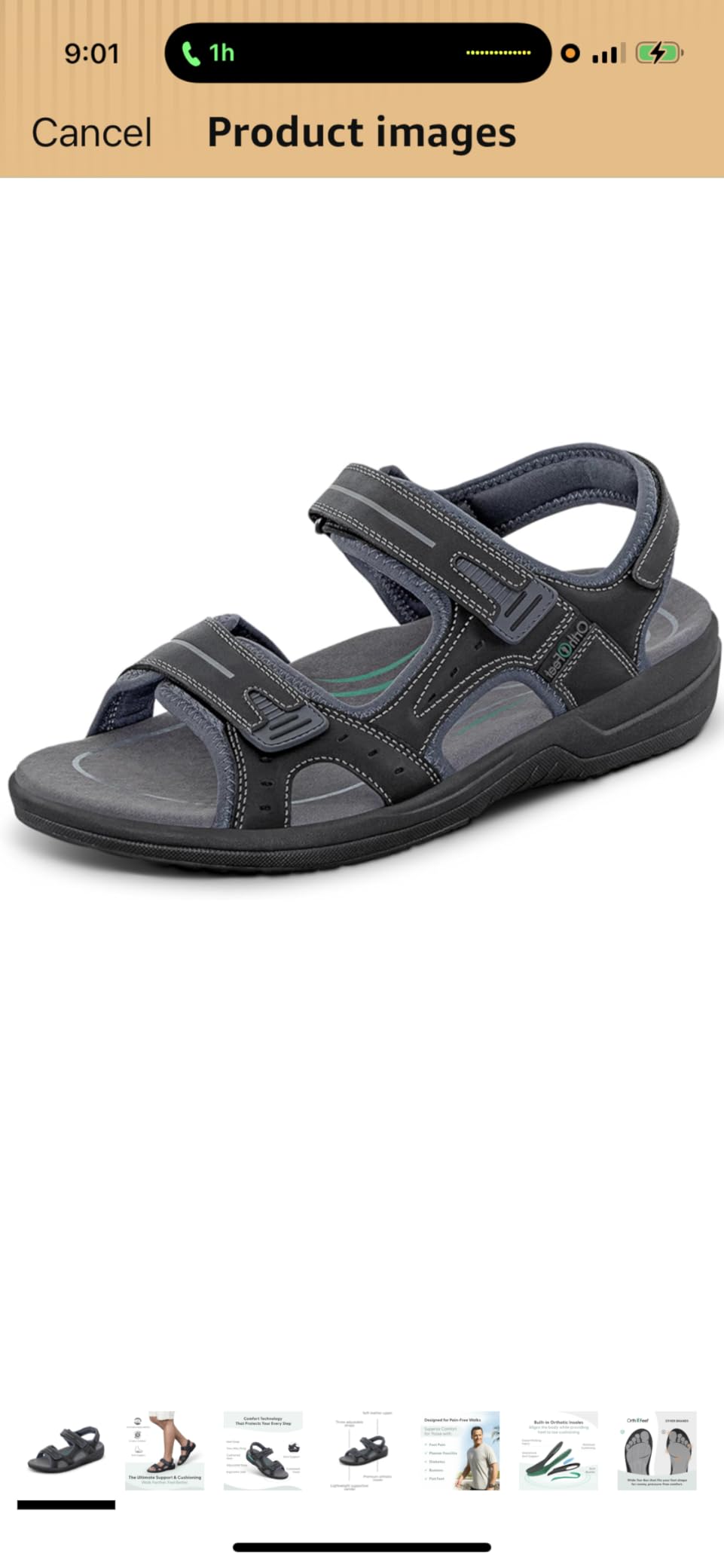 Orthofeet Gemini Orthopedic Men's Leather Sandals customer photo 2