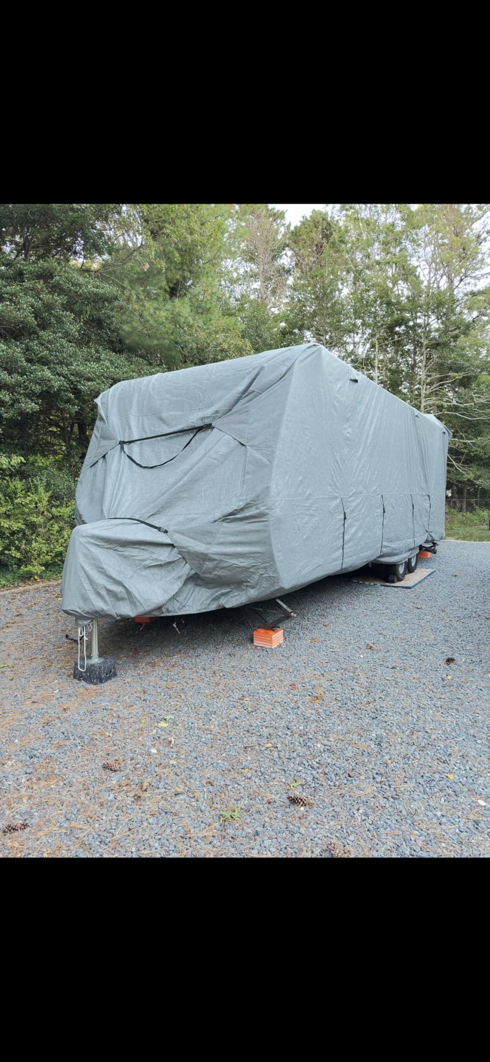 Mofeez Travel Trailer RV Cover 7 Layers for 24'-27' Camper Cover RV Covers | Extra-Thick Windproof Waterproof Rip-Stop Camper Covers with Adhesive Repair Patches, 2Pcs Extra Straps & 4 Tire Covers customer photo 2