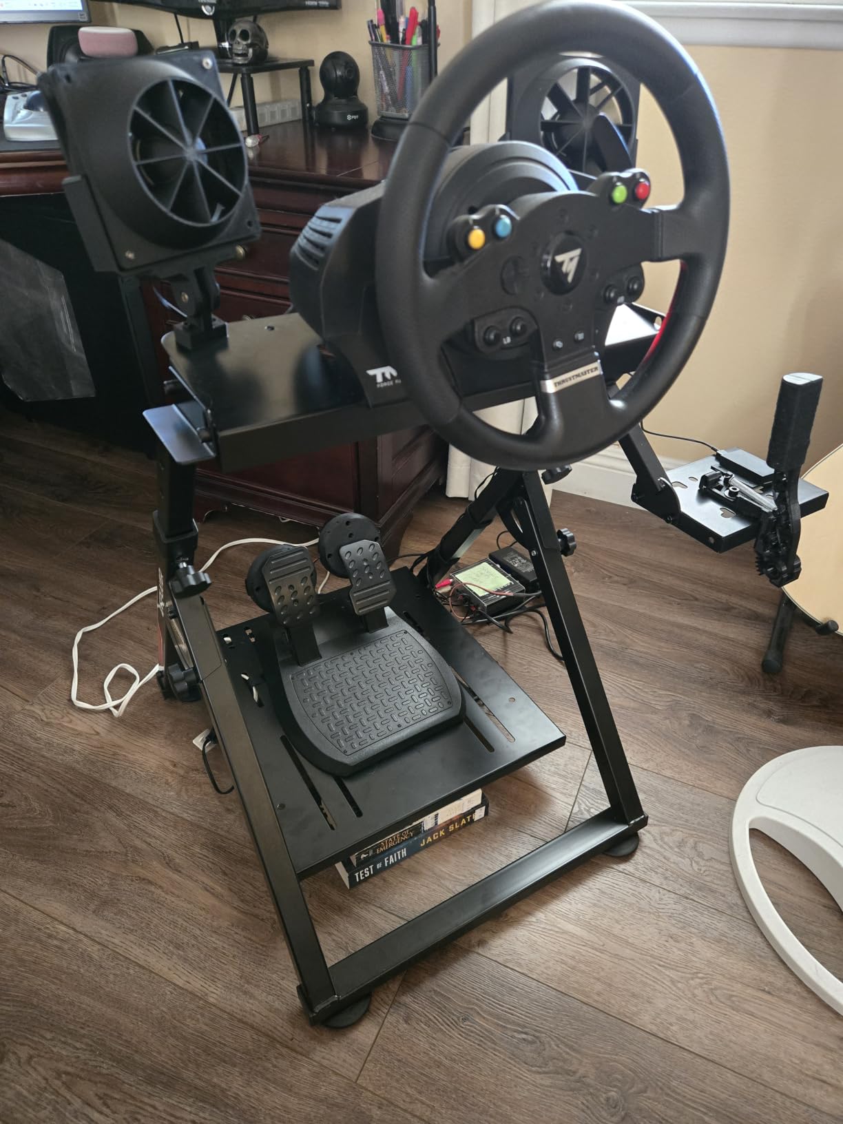 GTPLAYER Sim Racing Wheel Stand Simulator Cockpit Wheel Stand Racing Steering Shifter Mount fit for Logitech G25 G27 G29 G920 G923 Thrustmaster T330TS Gaming Stand Wheel Pedals NOT Included, Black customer photo 1