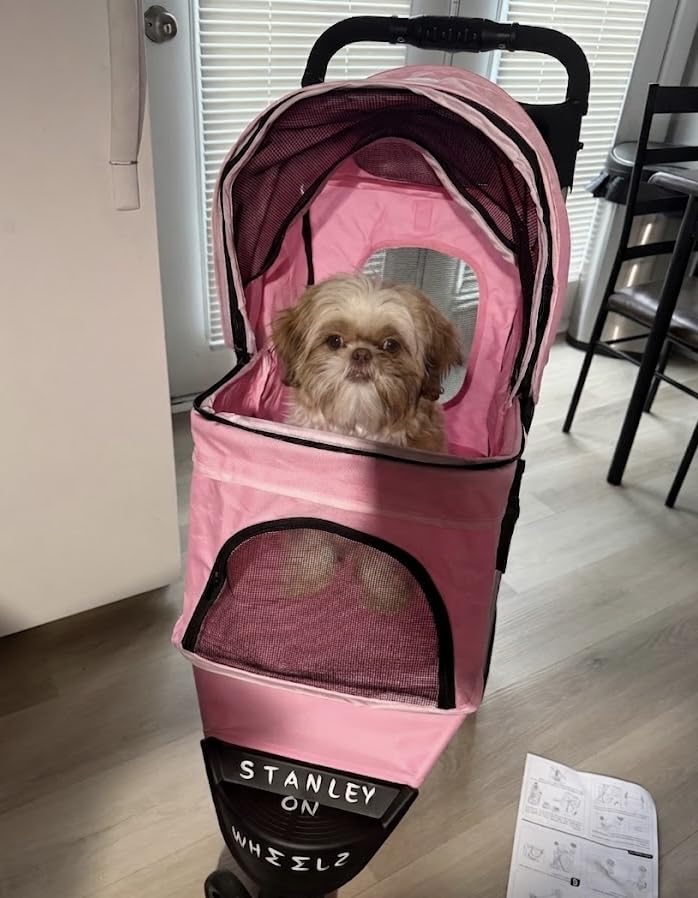 MoNiBloom Pet Stroller for Small/Medium Dogs and Cats up to 33 lbs, Black customer photo 1