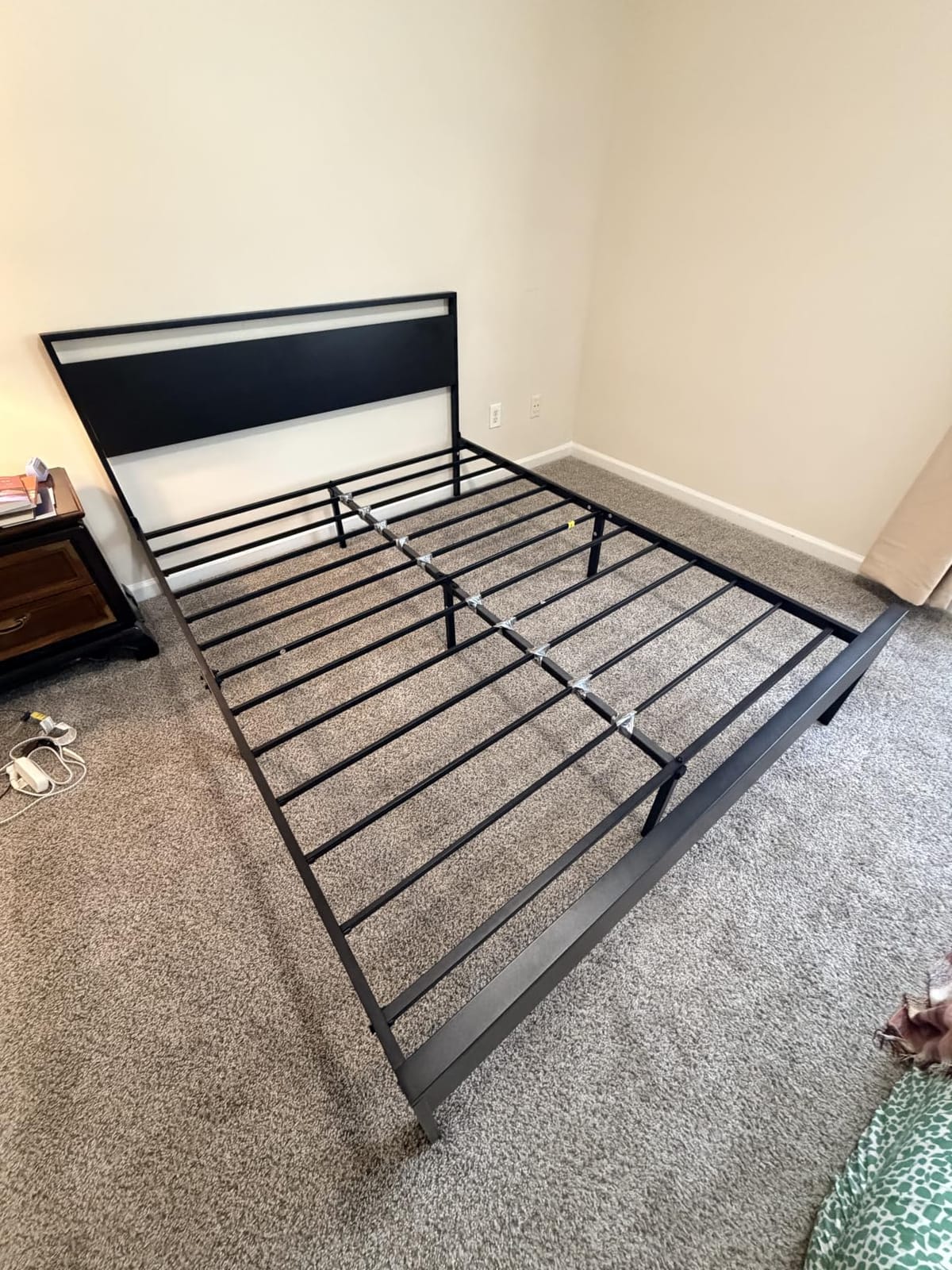 SHA CERLIN Full Size Bed Frame, Wooden Headboard and Footboard, Black Oak customer photo 2