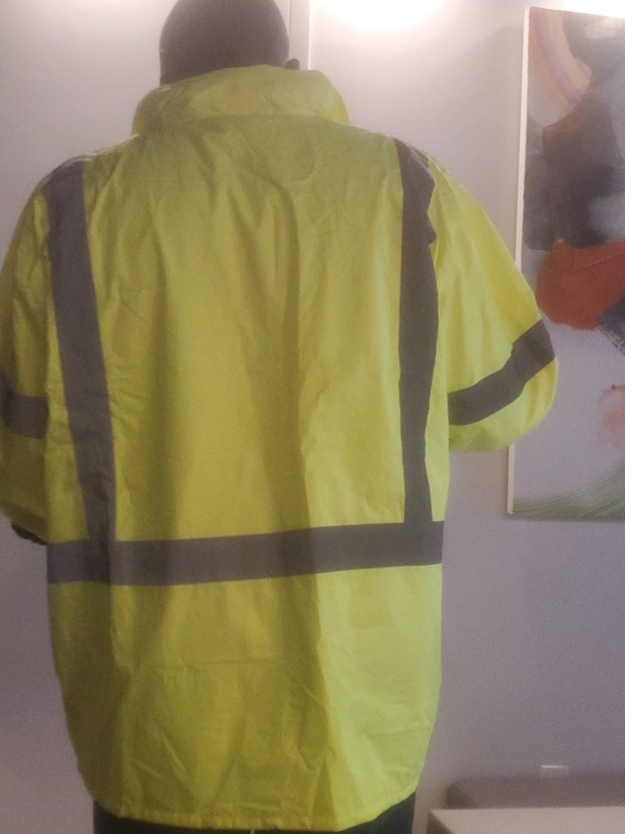 Reflective Rain jackets for men waterproof,Hi Vis Safety Coat With Reflective Strips,High Visibility Class 3 Rain jackets With 2 large pockets,Zipper,Black Bottom Lime,LG/XL customer photo 1