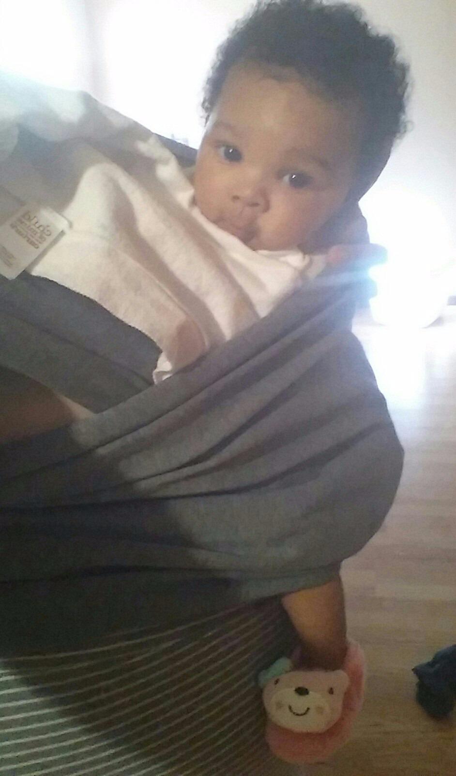 Cuddlebug Baby Wrap Carrier, Soft Stretchy Newborn Sling, 7-35 lbs, Mint customer photo 2