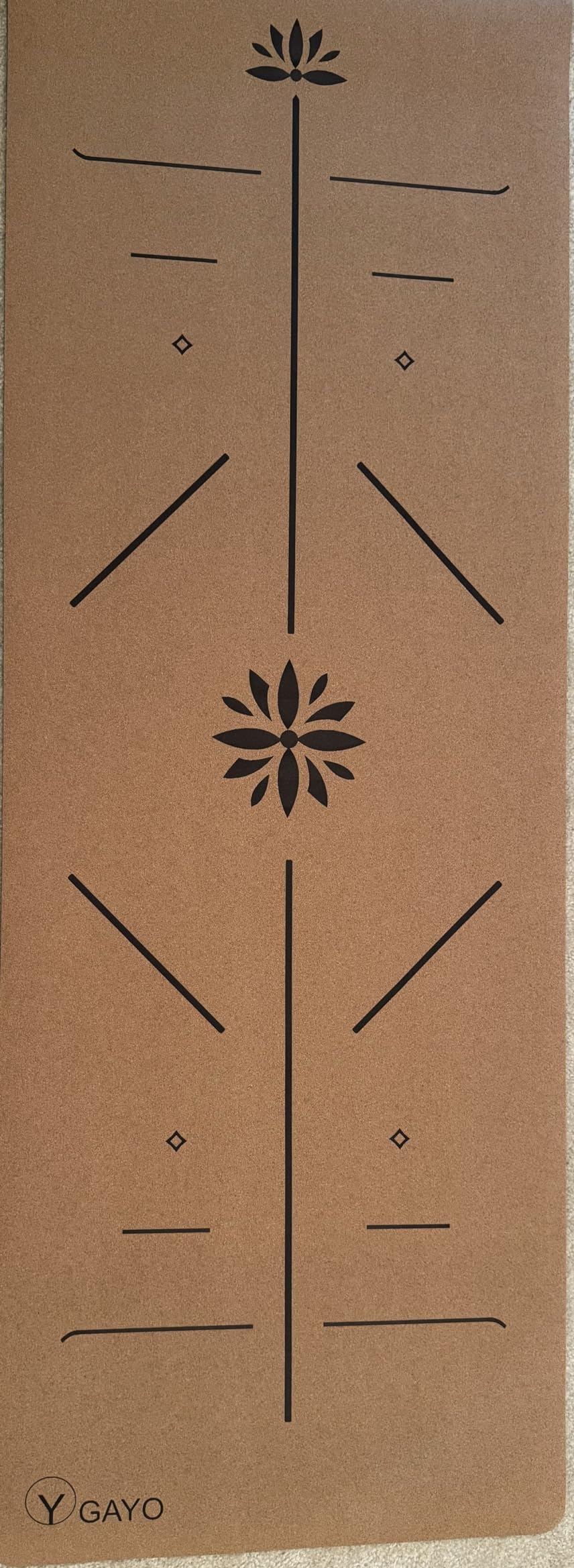 Y O Gayo Premium Yoga Cork Mat | 5mm Thick Natural Tree Rubber Base and Bigger Mat for Extra Support, Alignment lines for Guidance | Non-Slip, Sustainable, Your Ultimate Yoga Companion customer photo 1