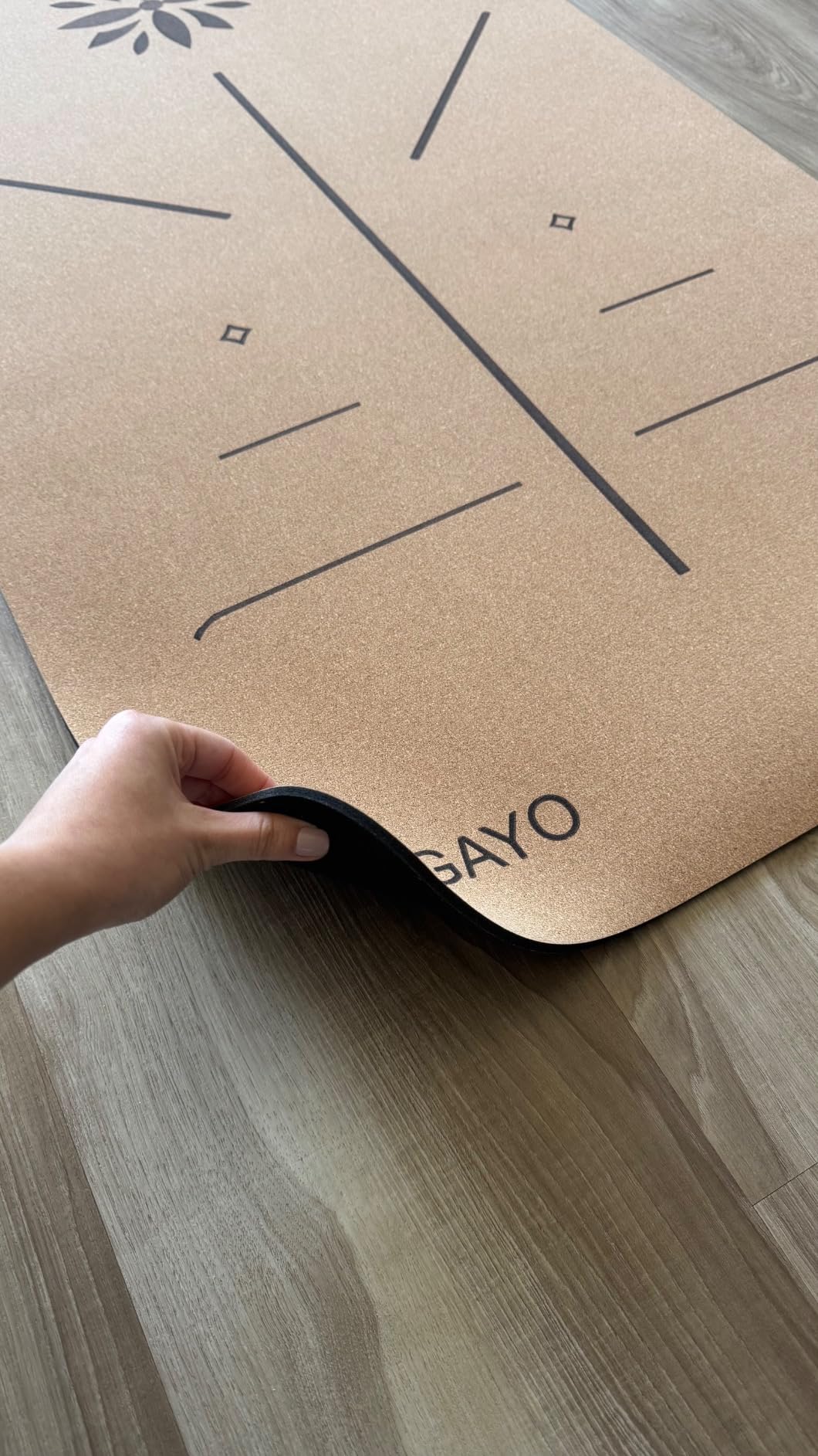 Y O Gayo Premium Yoga Cork Mat | 5mm Thick Natural Tree Rubber Base and Bigger Mat for Extra Support, Alignment lines for Guidance | Non-Slip, Sustainable, Your Ultimate Yoga Companion customer photo 2