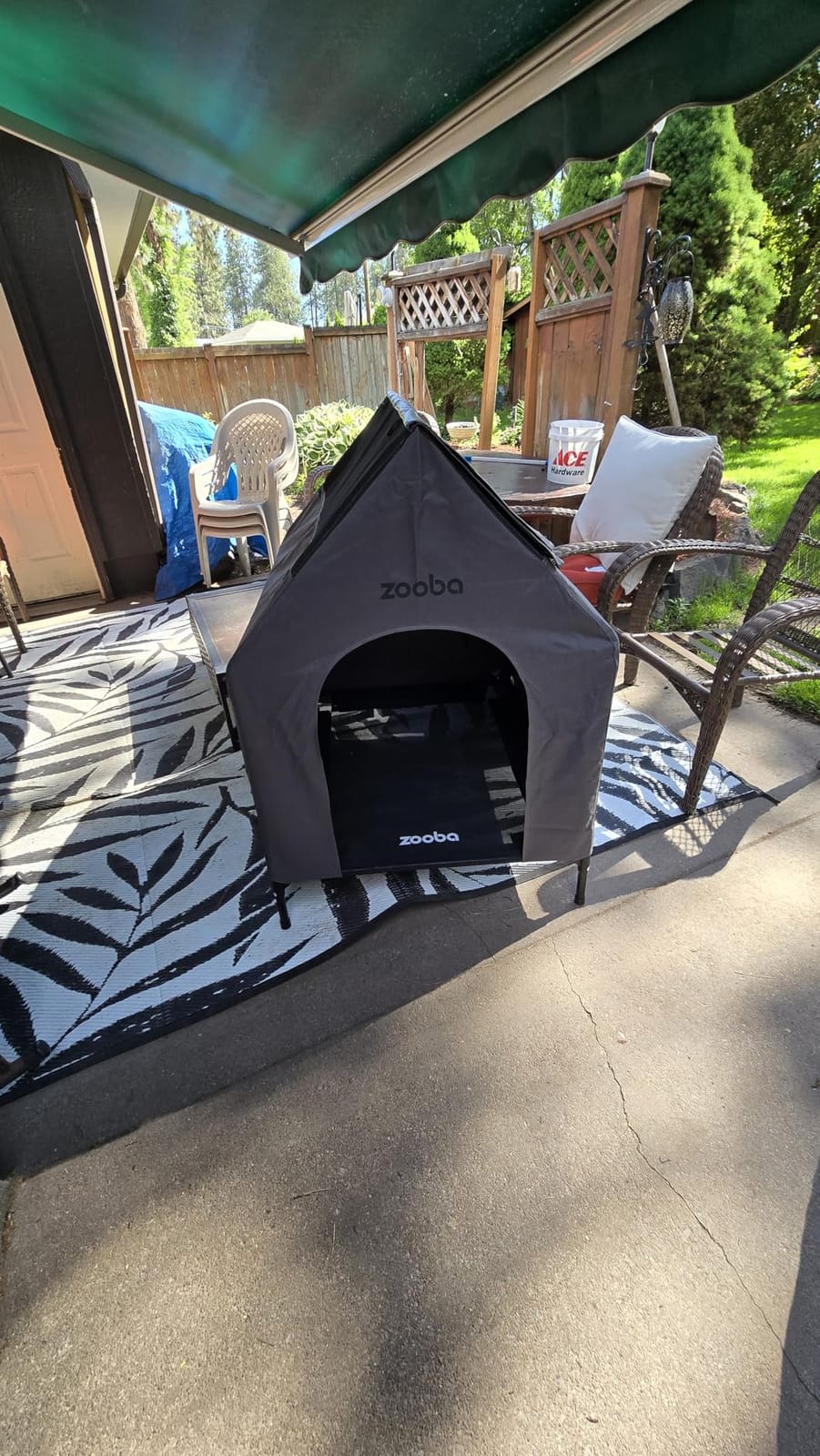Zooba Large Dog House Outdoor, 36in Elevated 2-in-1 Cot & Canopy customer photo 1