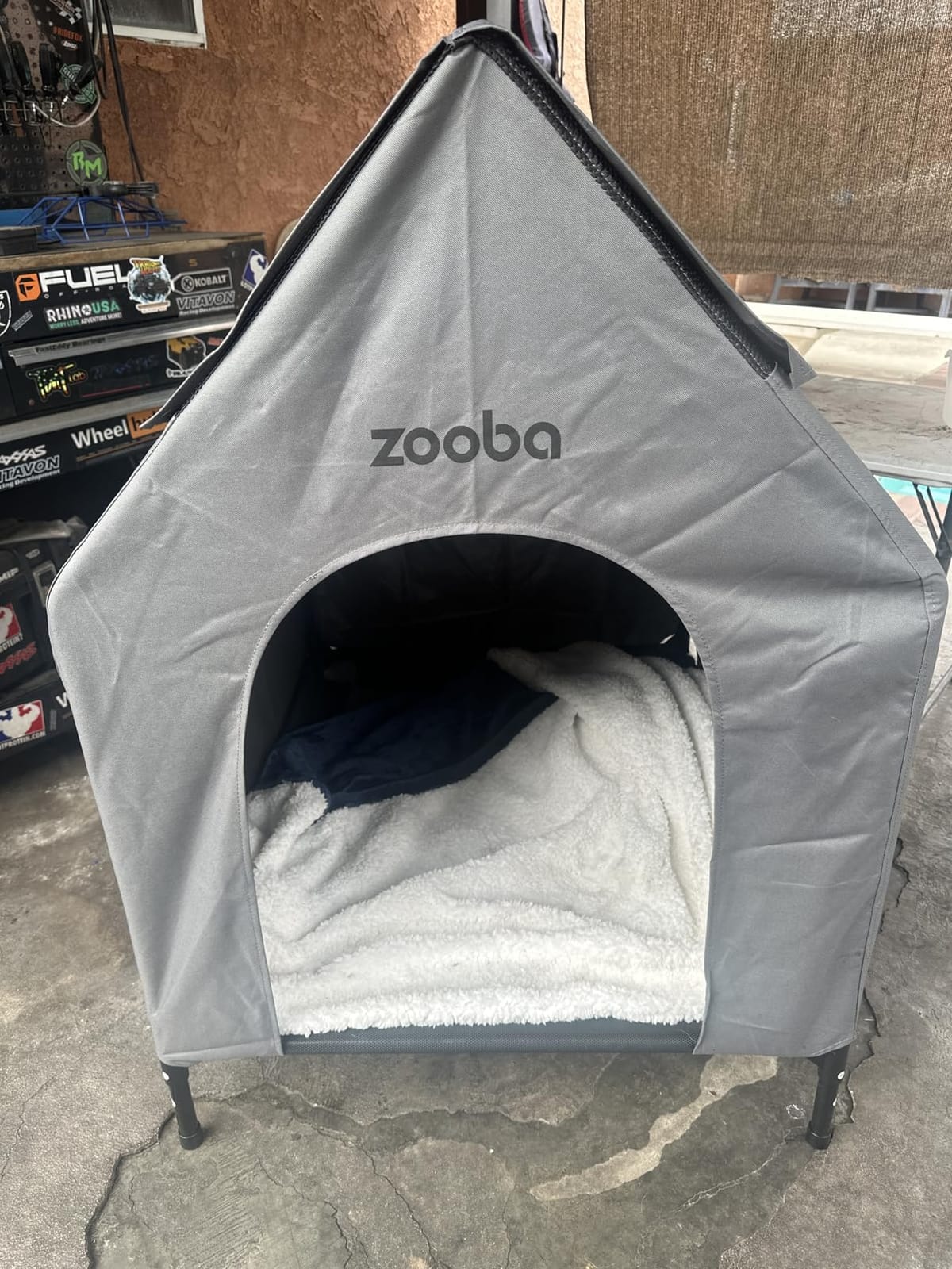 Zooba Large Dog House Outdoor, 36in Elevated 2-in-1 Cot & Canopy customer photo 2