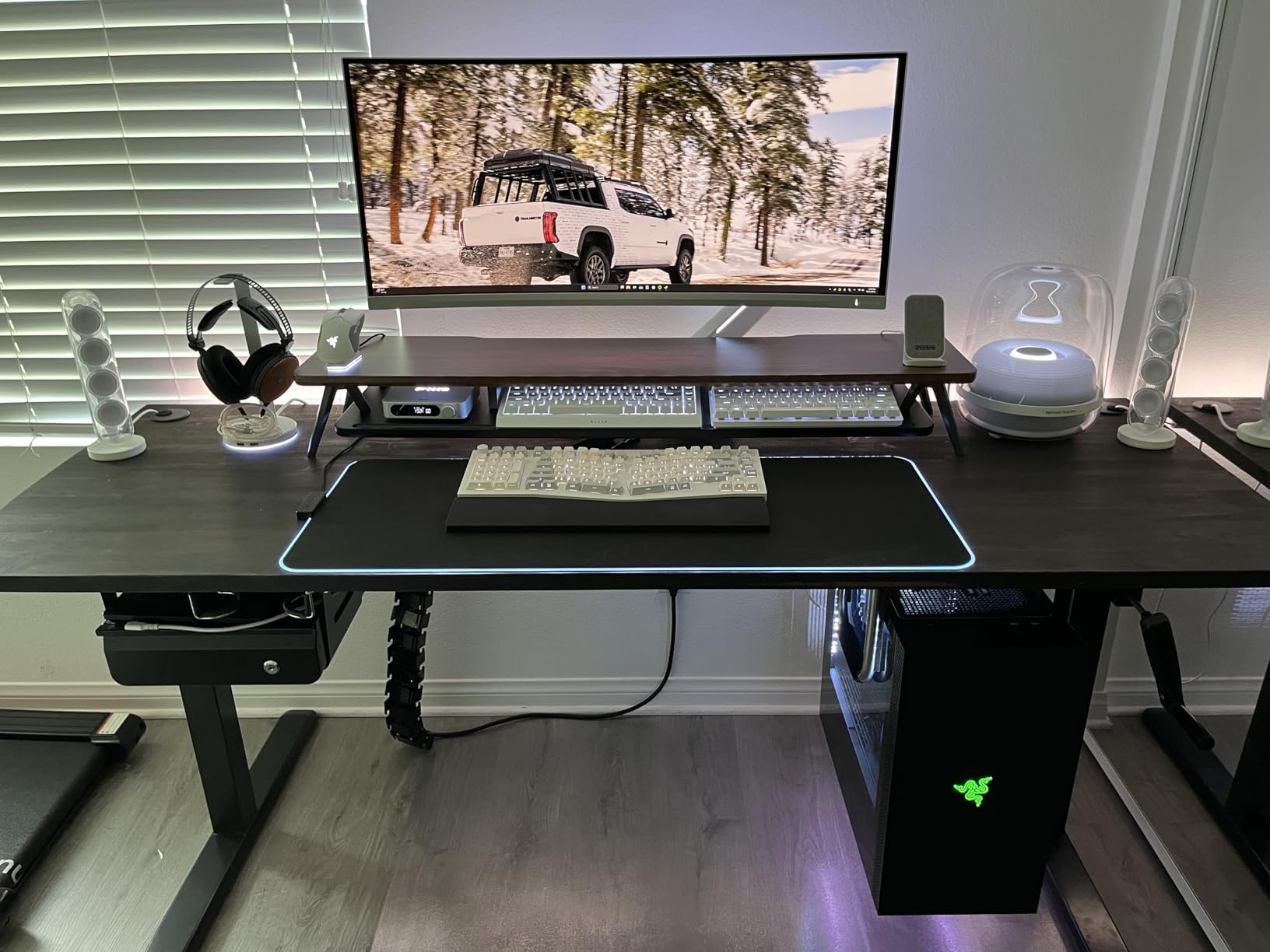 Fenge Dual Monitor Stand Riser, Wooden Desk Shelf with 2-Tier Storage customer photo 1