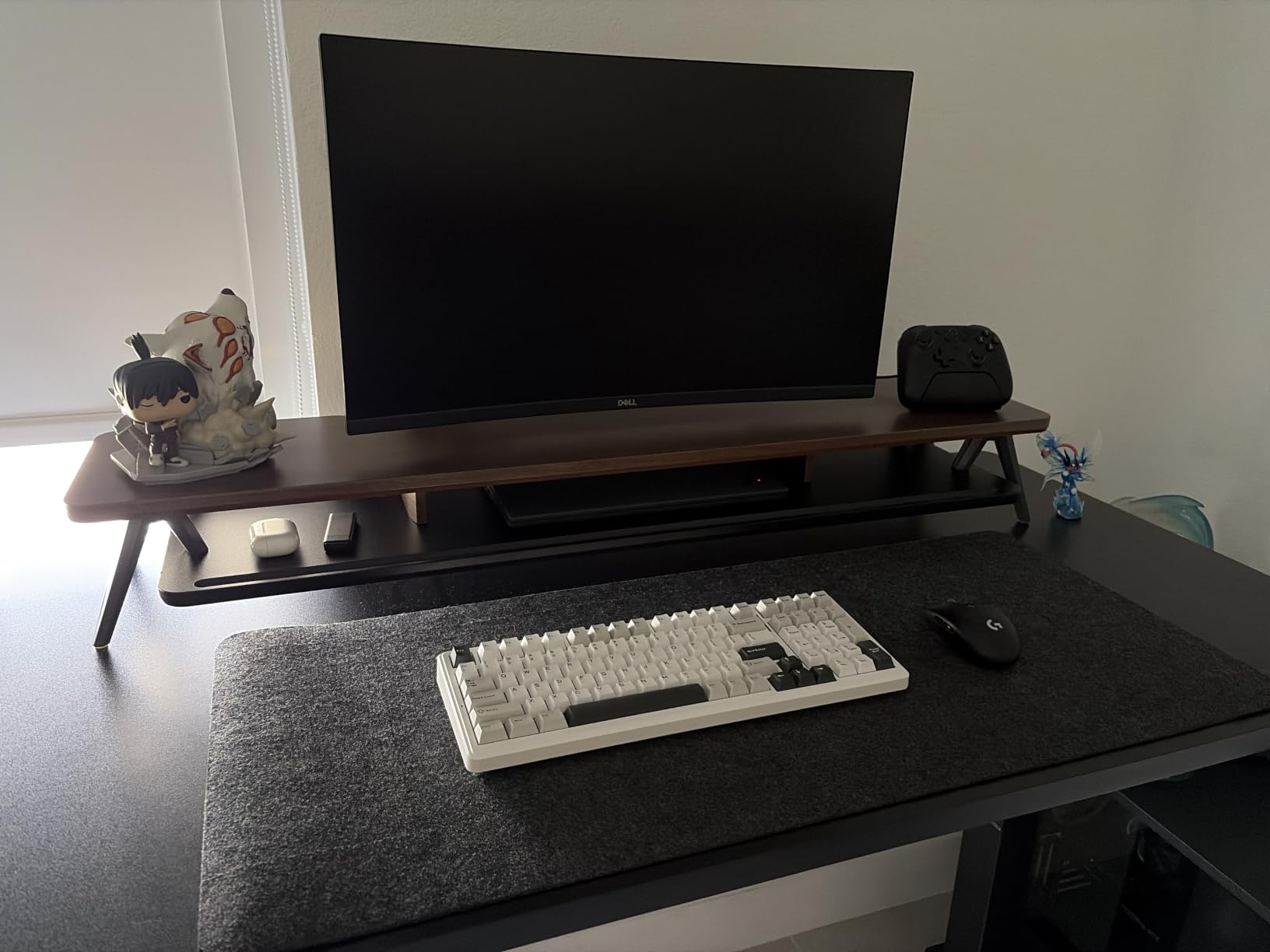 Fenge Dual Monitor Stand Riser, Wooden Desk Shelf with 2-Tier Storage customer photo 2