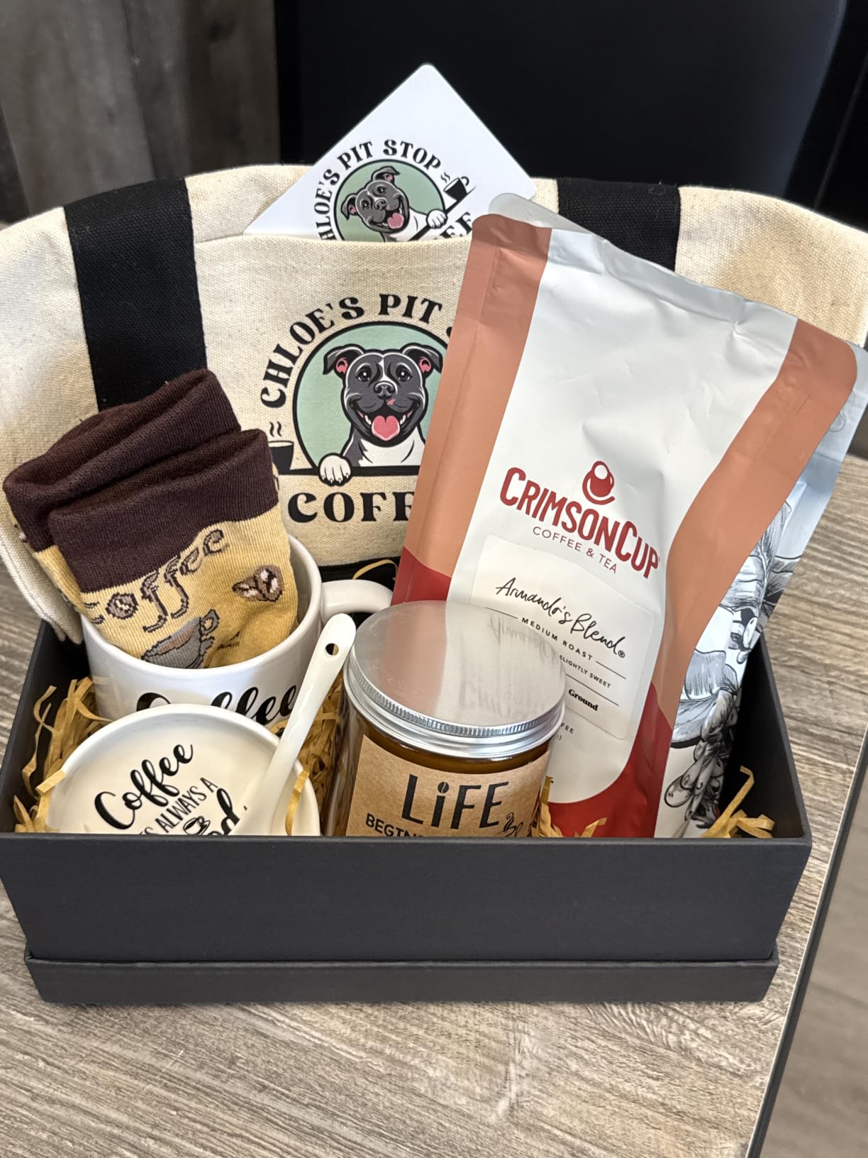 Vabean 5 Pcs Coffee Gift Basket for Women, Mug Candle Socks Spoon customer photo 1