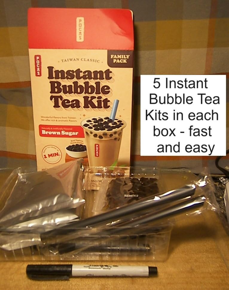 Pocas Bubble Tea Kit, Brown Sugar 2-Pack – Instant Milk Tea Powder with Authentic Tapioca Pearls for Instant Bubble Tea, 10 Kits customer photo 2