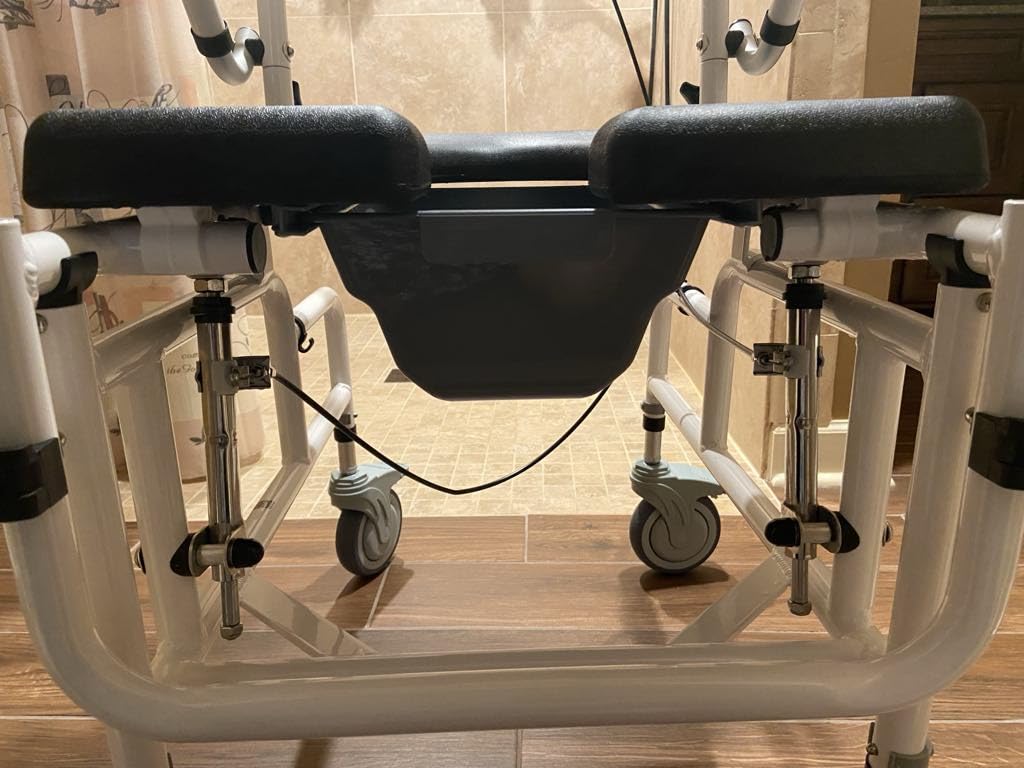 Vive Reclining Shower Chair with Wheels - Commode Wheelchair for Seniors, Disabled & Handicap - Padded Transfer Rolling Chairs w/Arms - Portable, Waterproof Shower Chair - Reclines for Easy Hair Wash customer photo 2