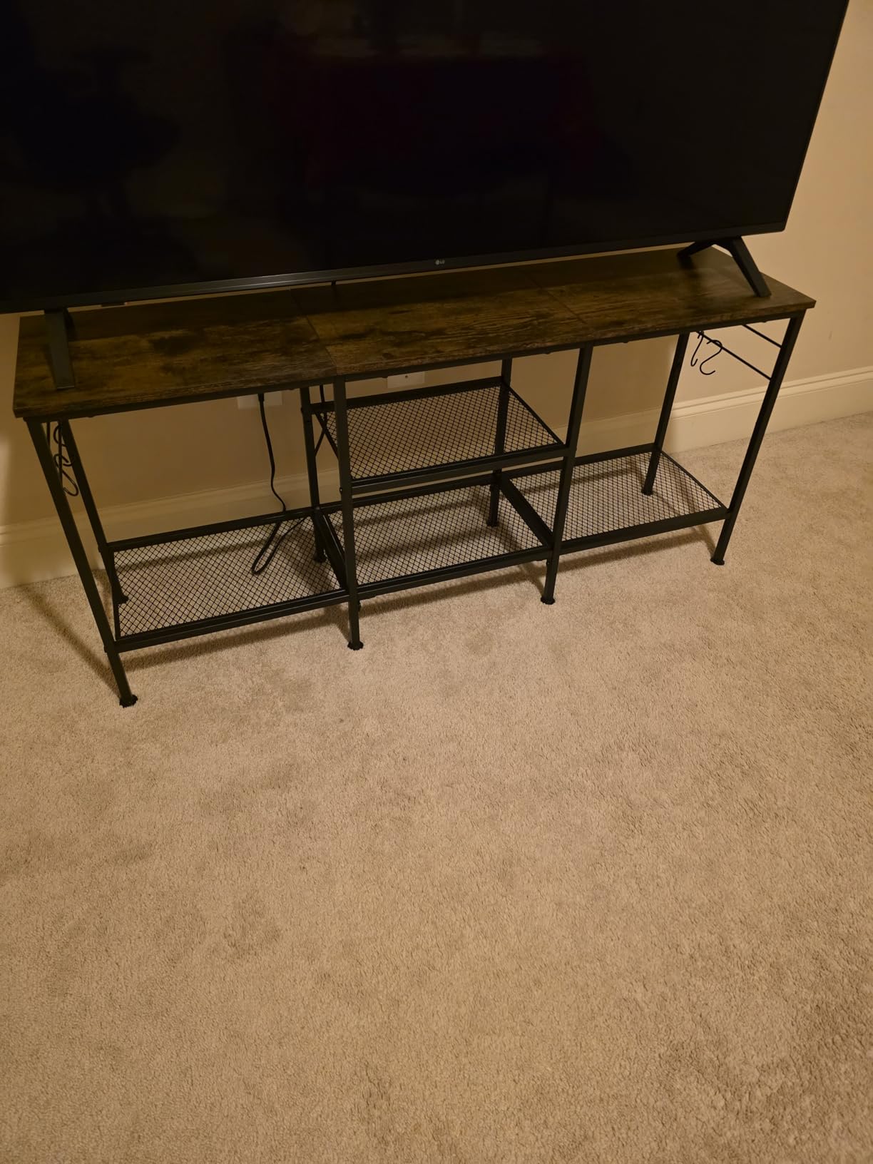 Furologee TV Stand, Entertainment Center with Open Shelves, Rustic Brown customer photo 2