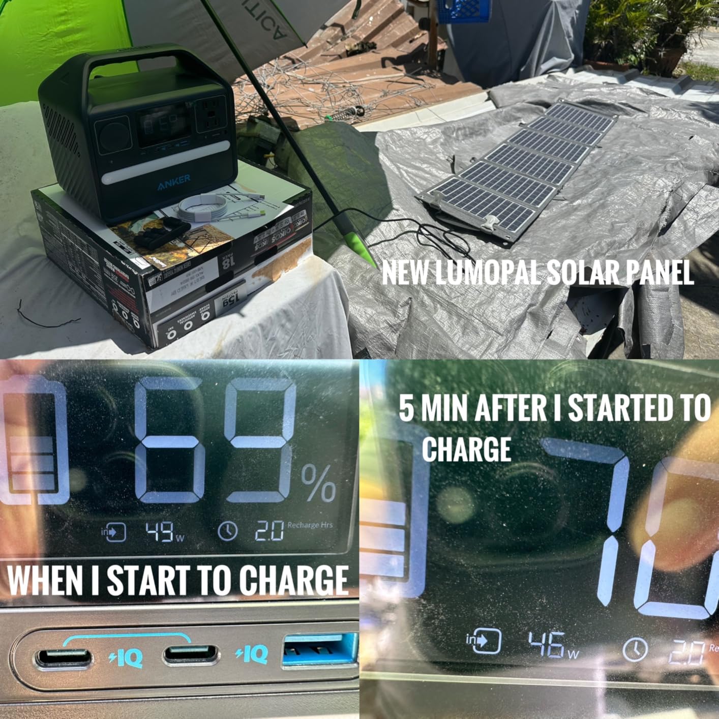 Portable Solar Panel, LUMOPAL 60W Foldable Solar Panels Charger for Camping customer photo 1