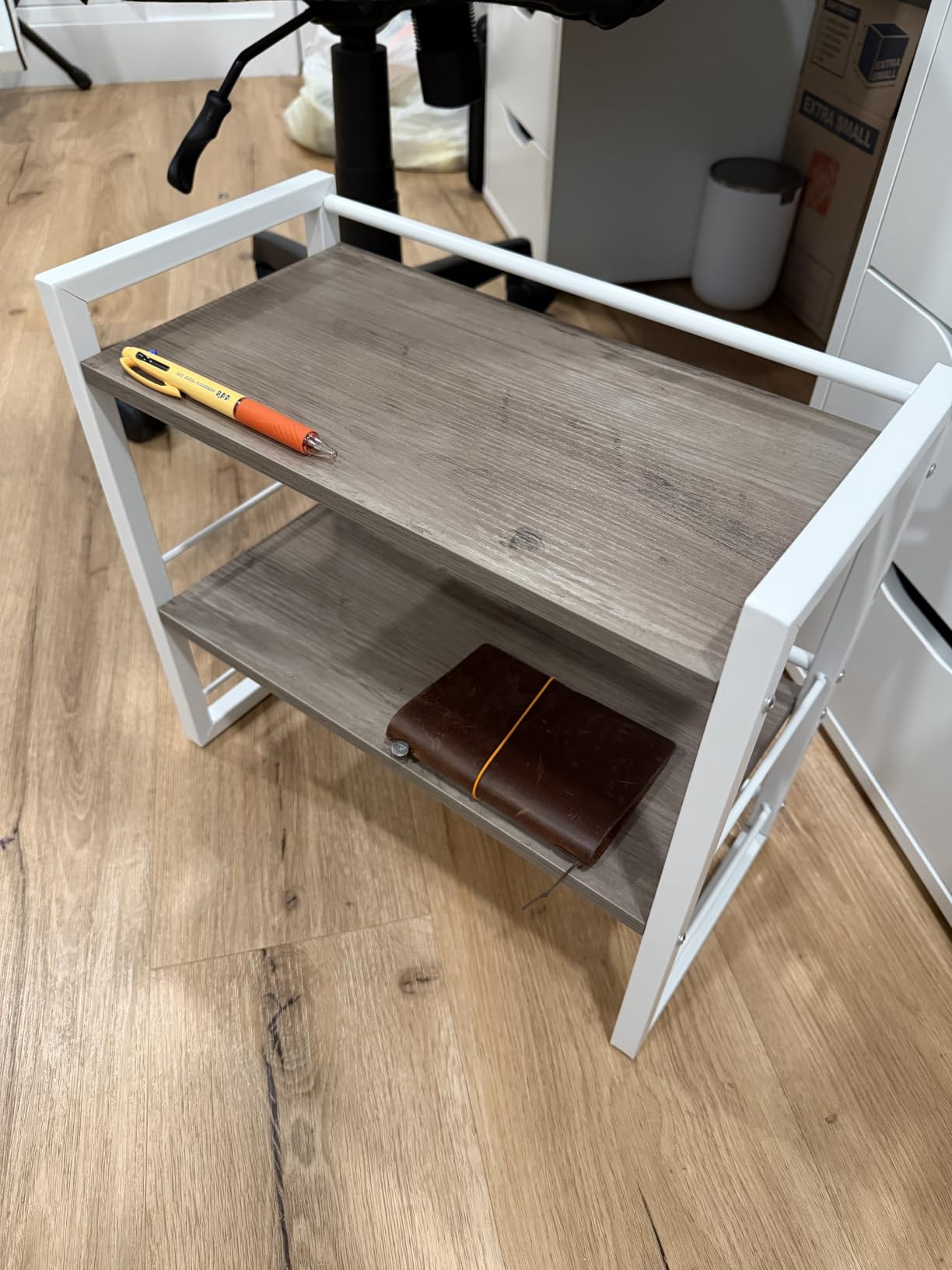 Office Desk Shelf Organizer, Wood Desktop Bookshelf Supplies Storage Rack, Shelf for Top of Desk and Dresser (Black-2 Tier) customer photo 2