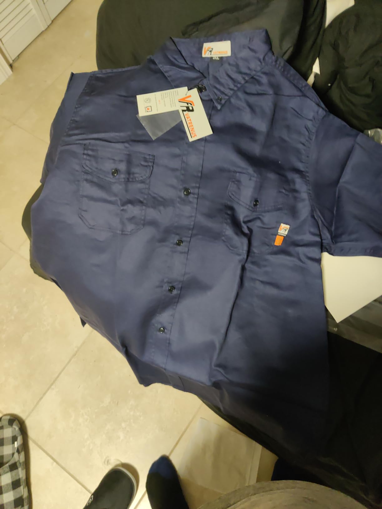 VATRENUS Men's FR Shirts 6.5oz Button Down Work Shirt NFPA2112 CAT2 100% C customer photo 1
