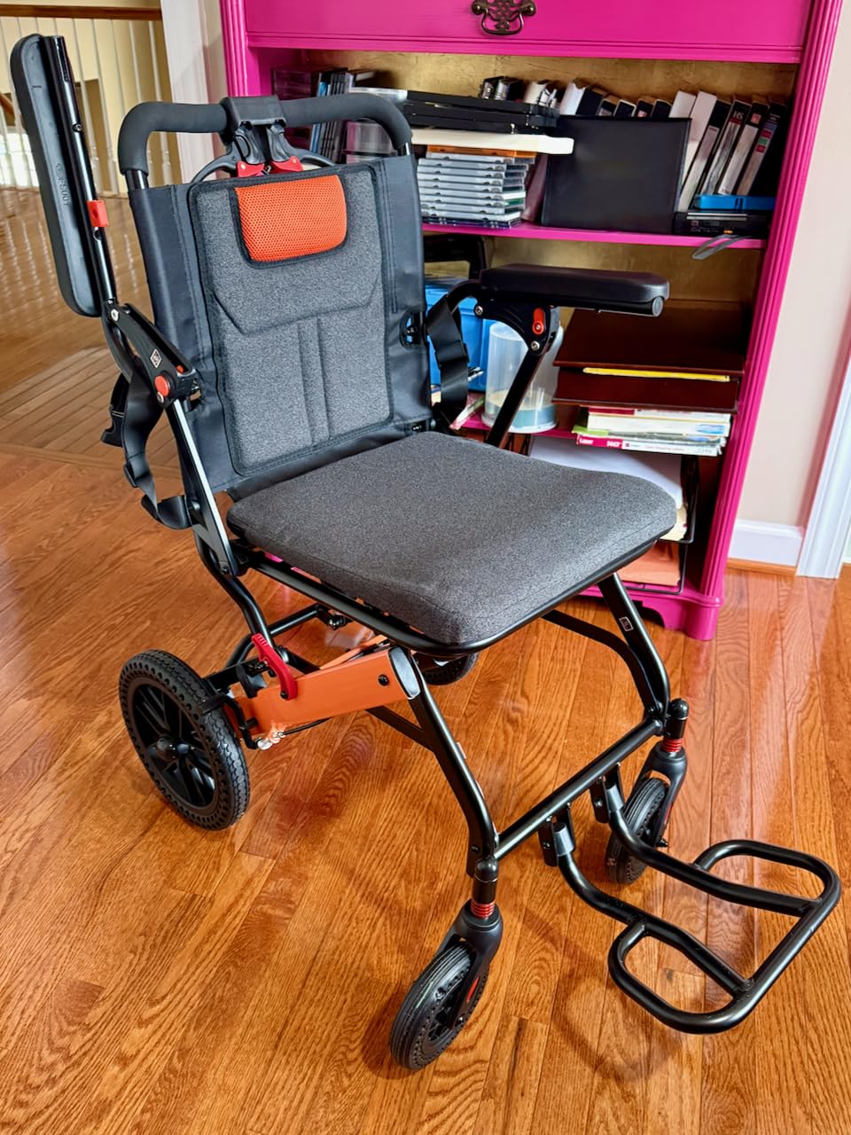 Super Lightweight Portable Transit Travel Wheelchair, Upgraded Folding Transport Wheelchairs (Weight 24lbs) for Adults and Seniors, Come with Telescopic Handle and Travel Bag customer photo 1