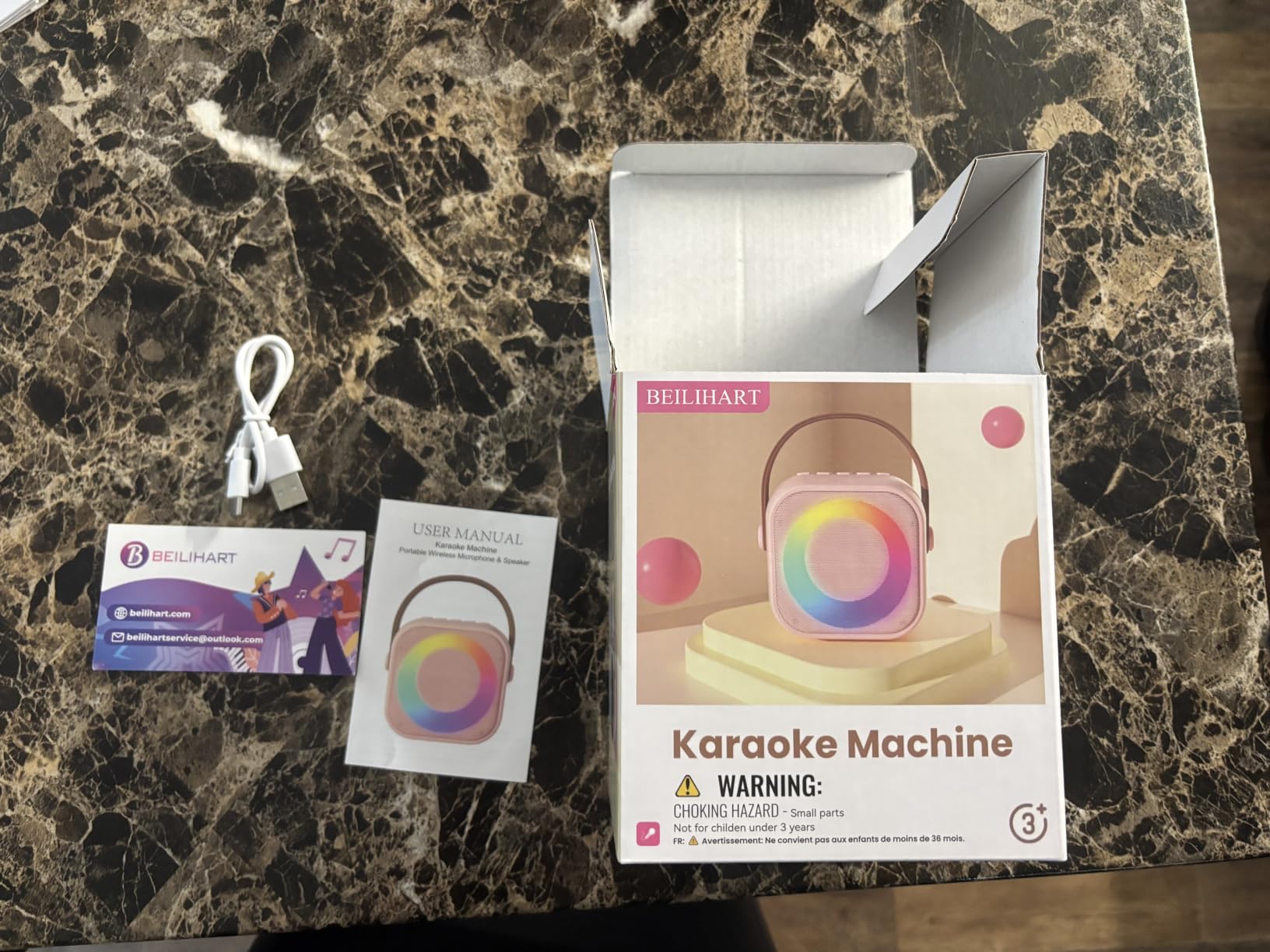 Mini Karaoke Machine,Portable Bluetooth Speaker with 2 Wireless Microphones customer photo 2