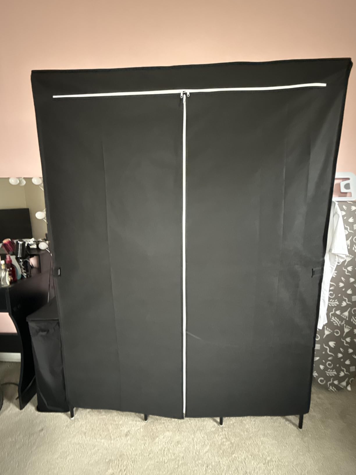 LOKEME Wardrobe Closet,Steel Pipe Diameter 19mm,Portable Closet for Bedroom | Strong and Sturdy Portable Closets for Hanging Clothes with 3 Hanging rods, 6 Storage Shelves and Side Pockets customer photo 2