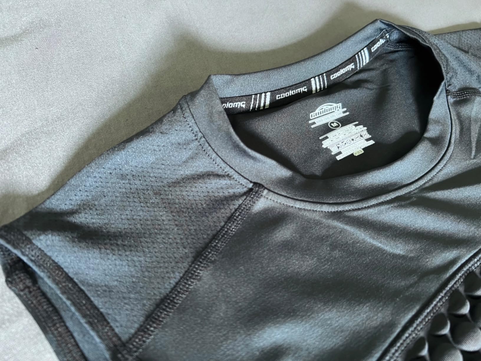 COOLOMG Mens Football Padded Compression Shirt Chest Rib Protector Baseball customer photo 1