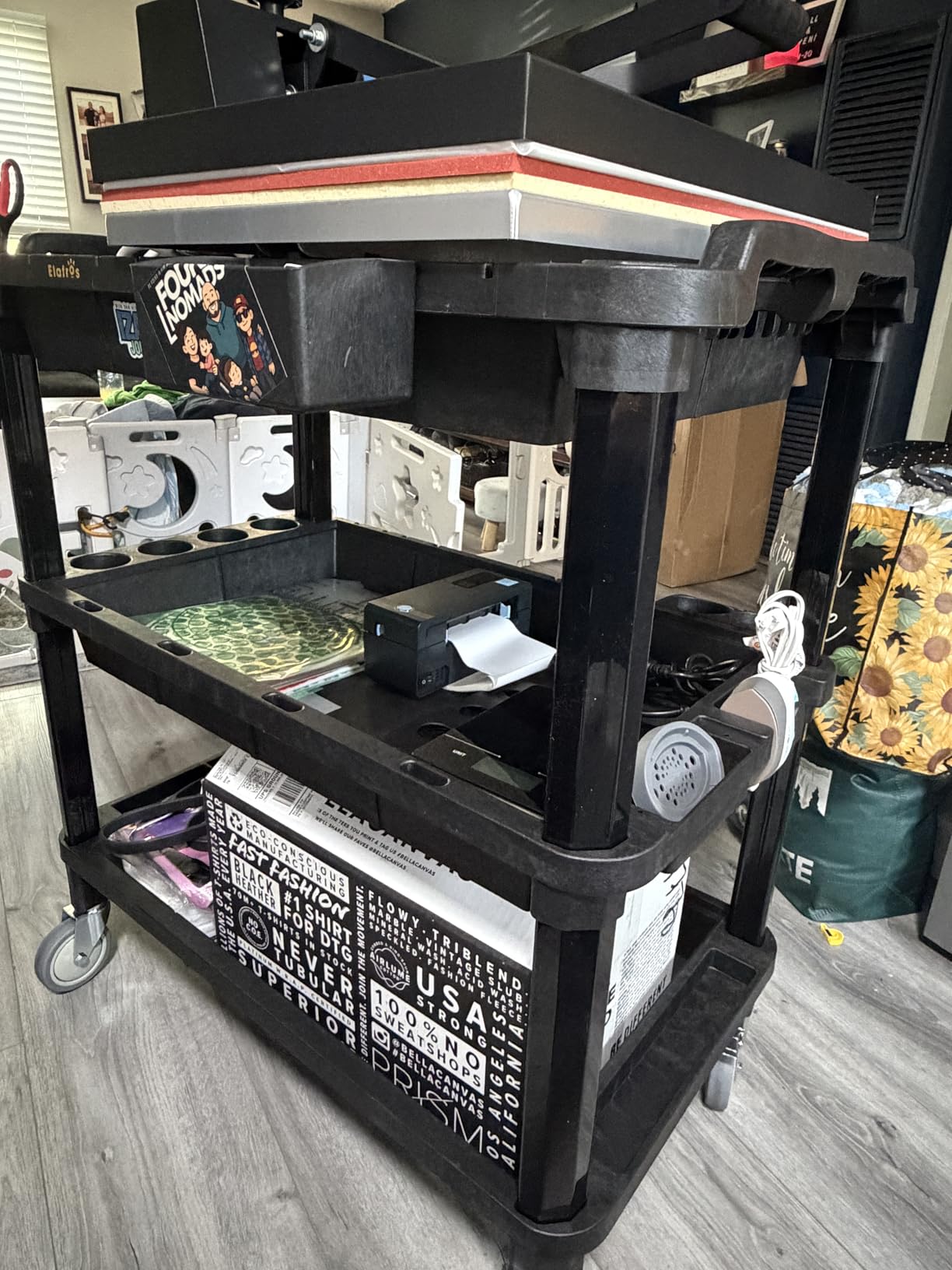 ELAFROS 3-Shelf Heavy Duty Rolling Utility Cart, 32.4 x 18.3 in customer photo 1