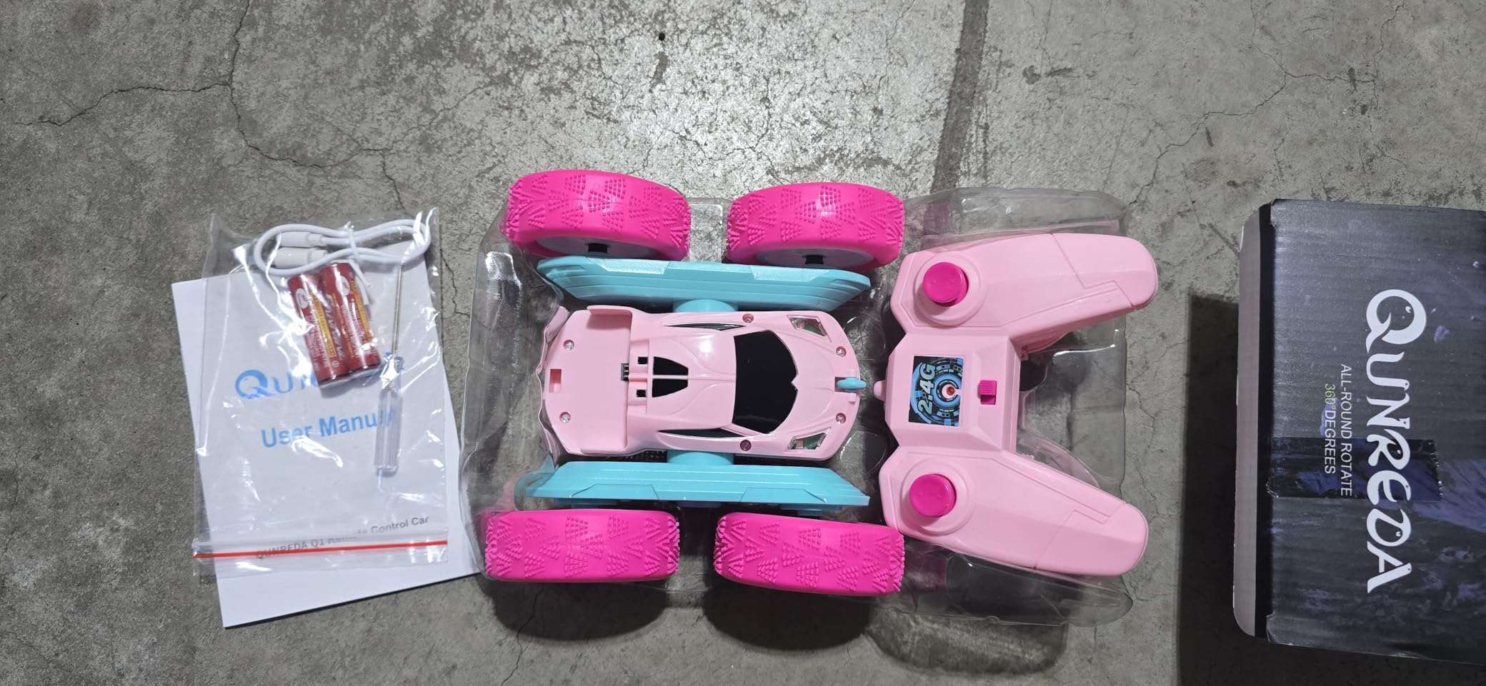 QUNREDA Remote Control Car, RC Cars Toys for Kids Ages 6-12, 4WD Stunt Car with LED Lights & 360° Flips, 2.4GHz, Upgraded USB-C Modular Batteries, 8-10 Year Old Boys Birthday Gift 1-Blue customer photo 2