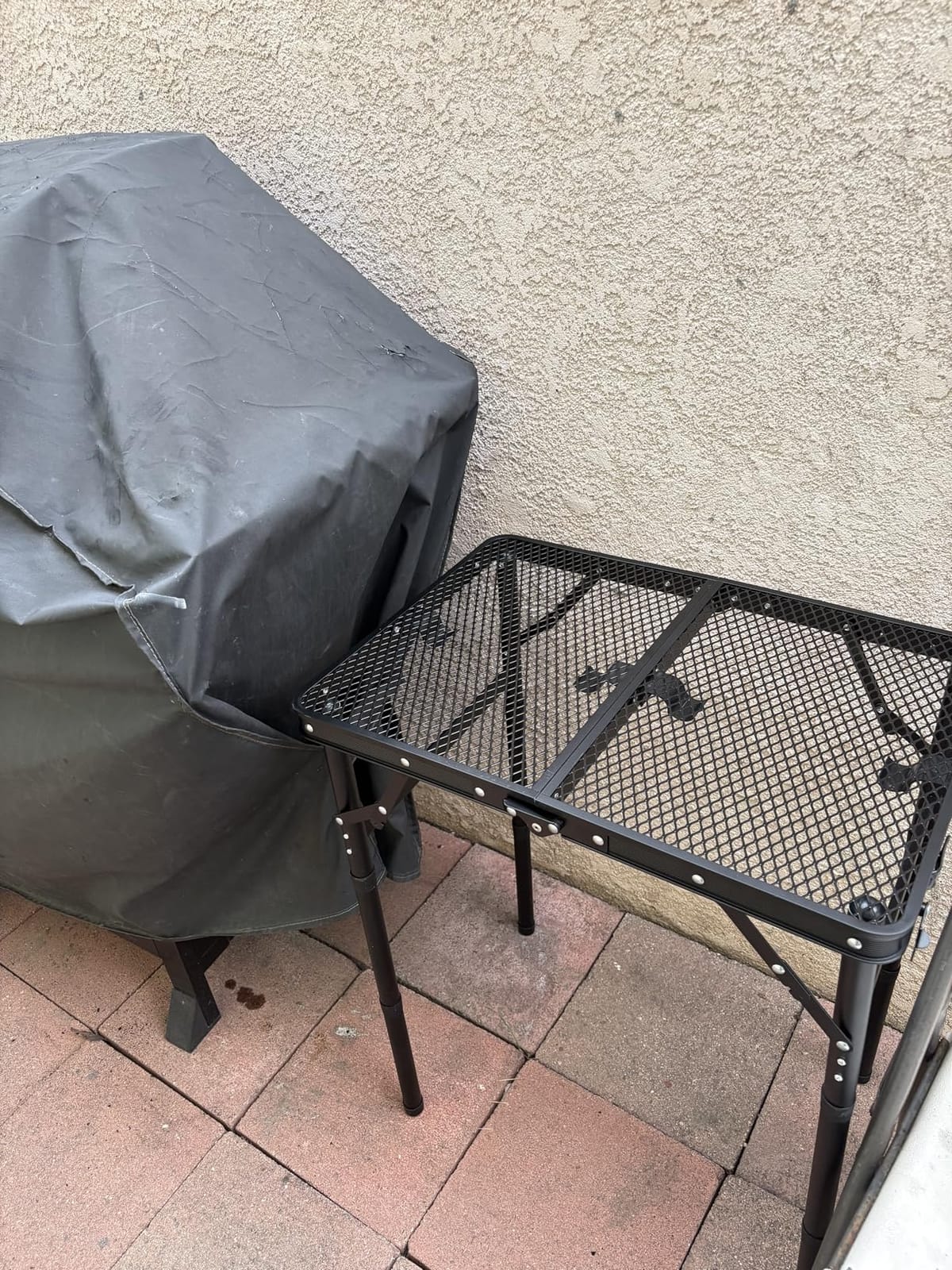 Anbte Folding Grill Table, Aluminum Camping Table Adjustable Height Max 27.5