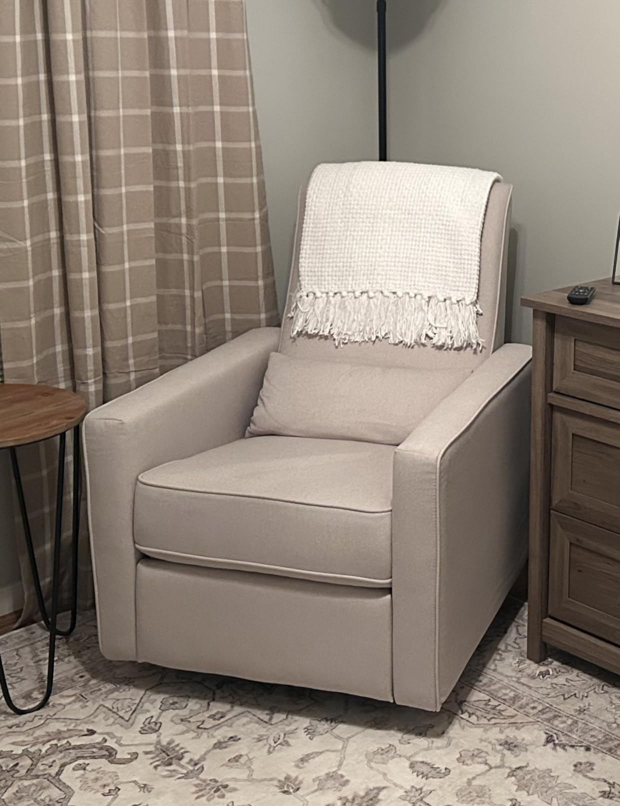 Davinci Piper Upholstered Recliner and Swivel Glider in Heathered Blue with Cream Piping, Greenguard Gold & CertiPUR-US Certified customer photo 2