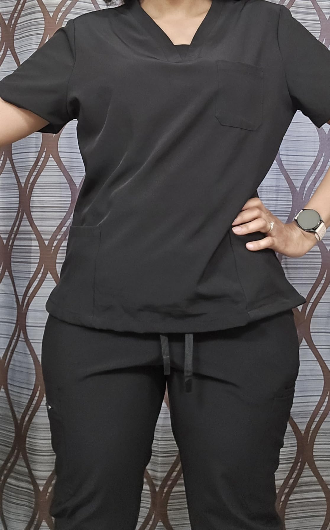 COZYFIT Scrubs for Women - V-Neck Top & Cargo Pants Scrubs Set 10 Pockets customer photo 2